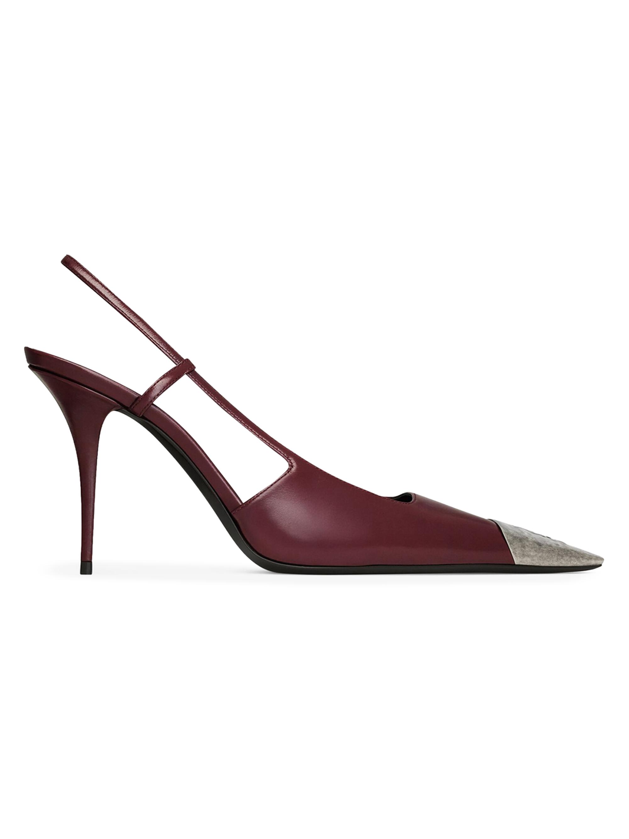 Saint Laurent Women's Jeanne Slingback Pumps in Smooth Leather - Vintage Bordeaux