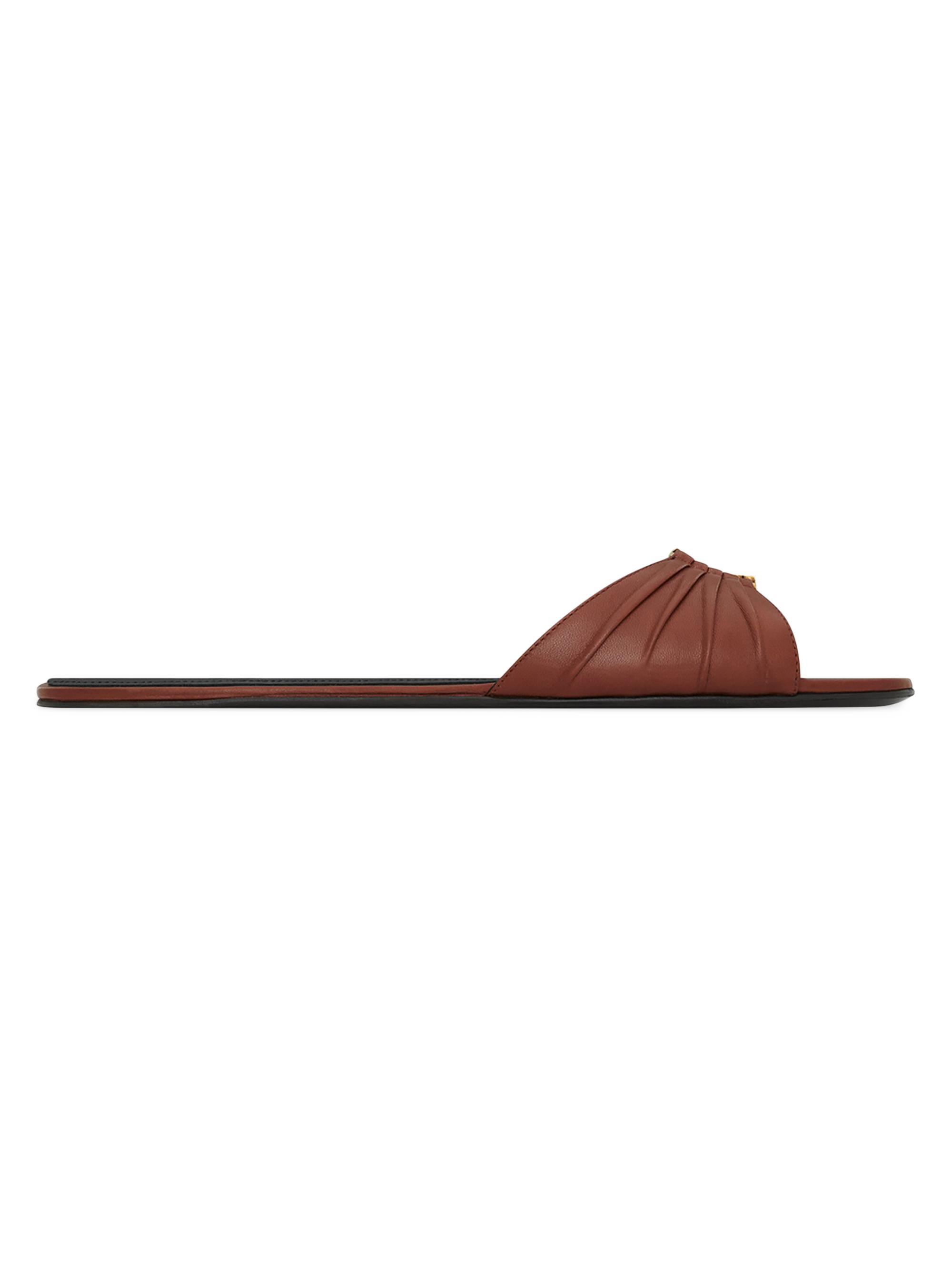 Saint Laurent Women's Slides in Smooth Leather - Aesthetic Brown