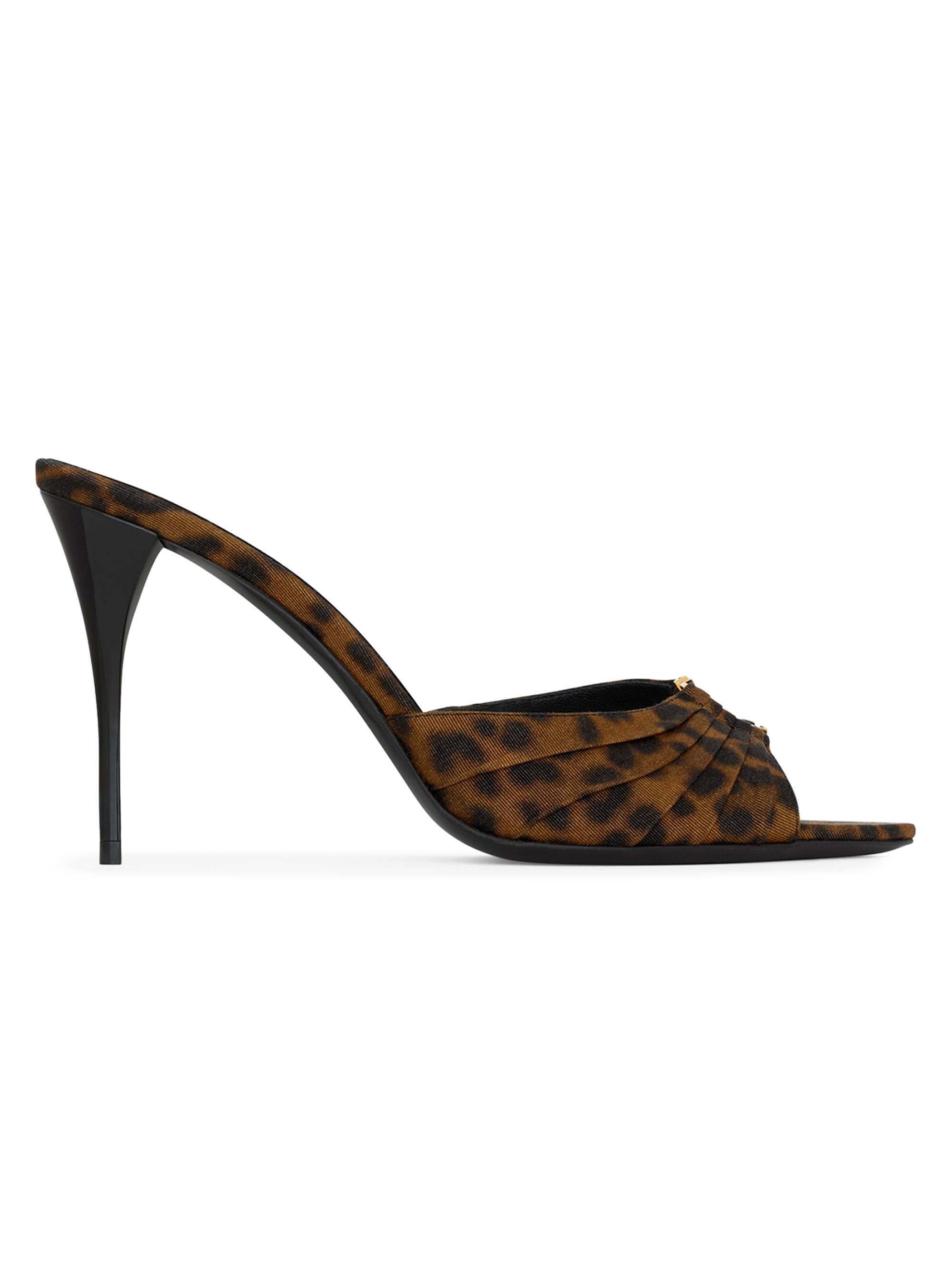 Saint Laurent Women's Mules in Leopard Grosgrain - Leopard