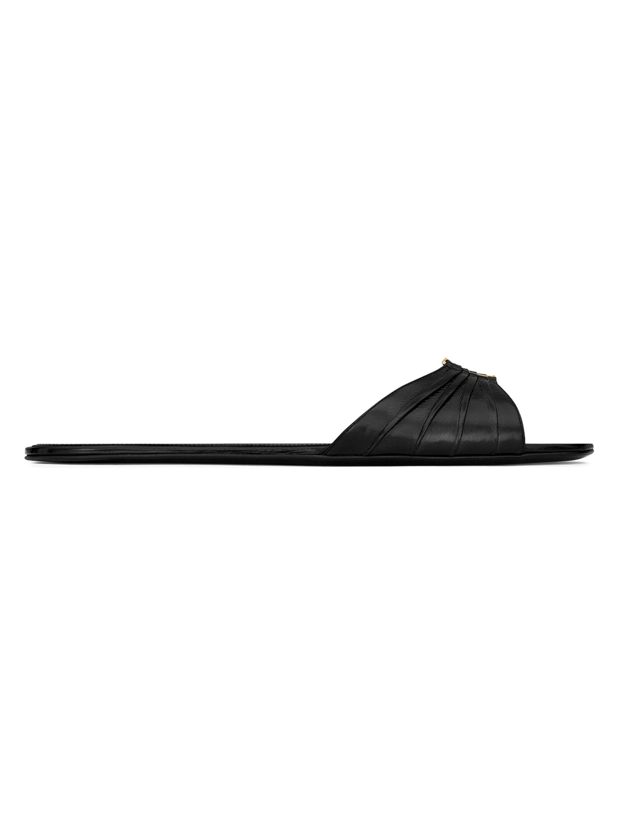 Saint Laurent Women's Slides in Smooth Leather - Black