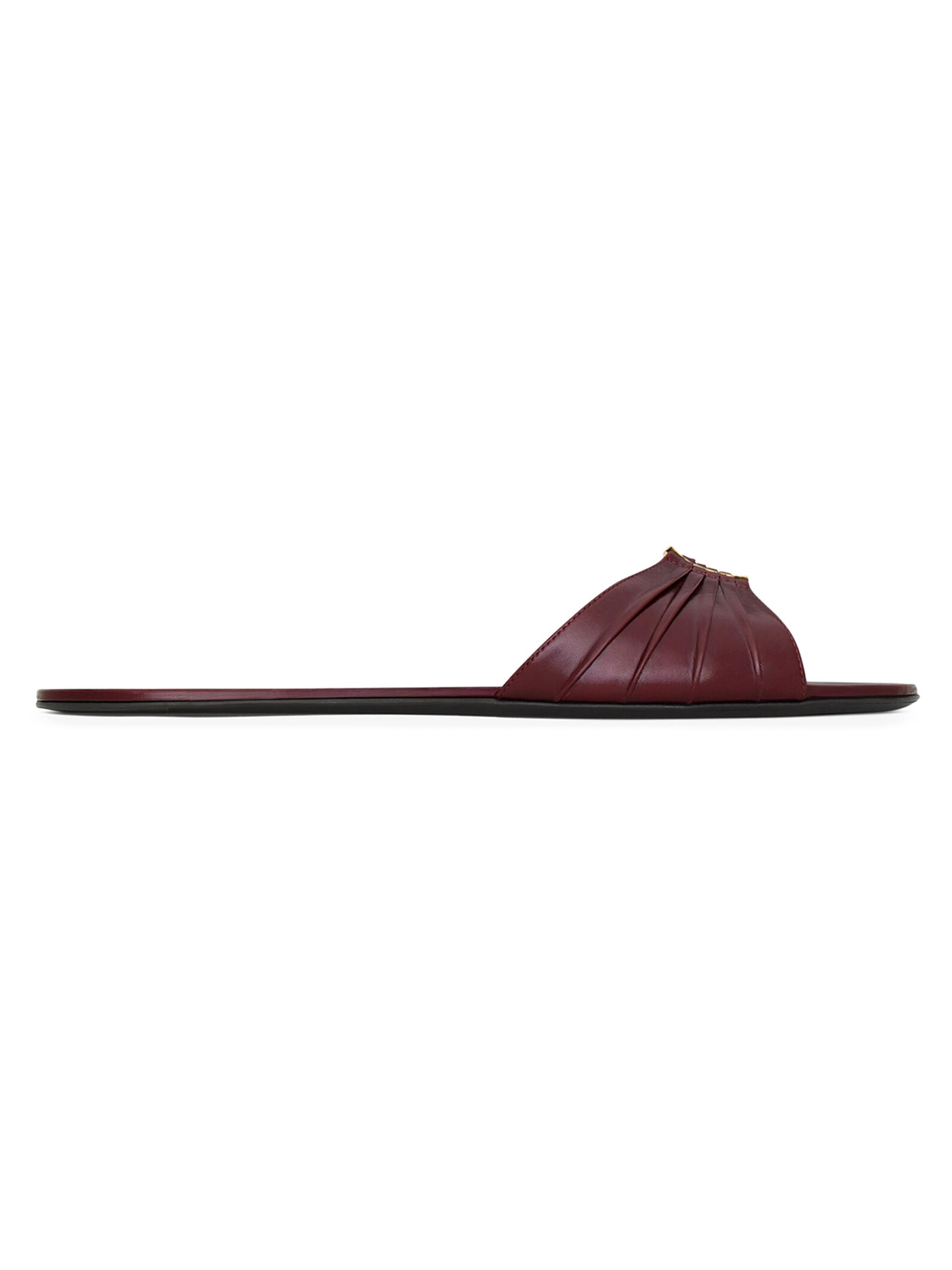 Saint Laurent Women's Slides in Smooth Leather - Vintage Bordeaux