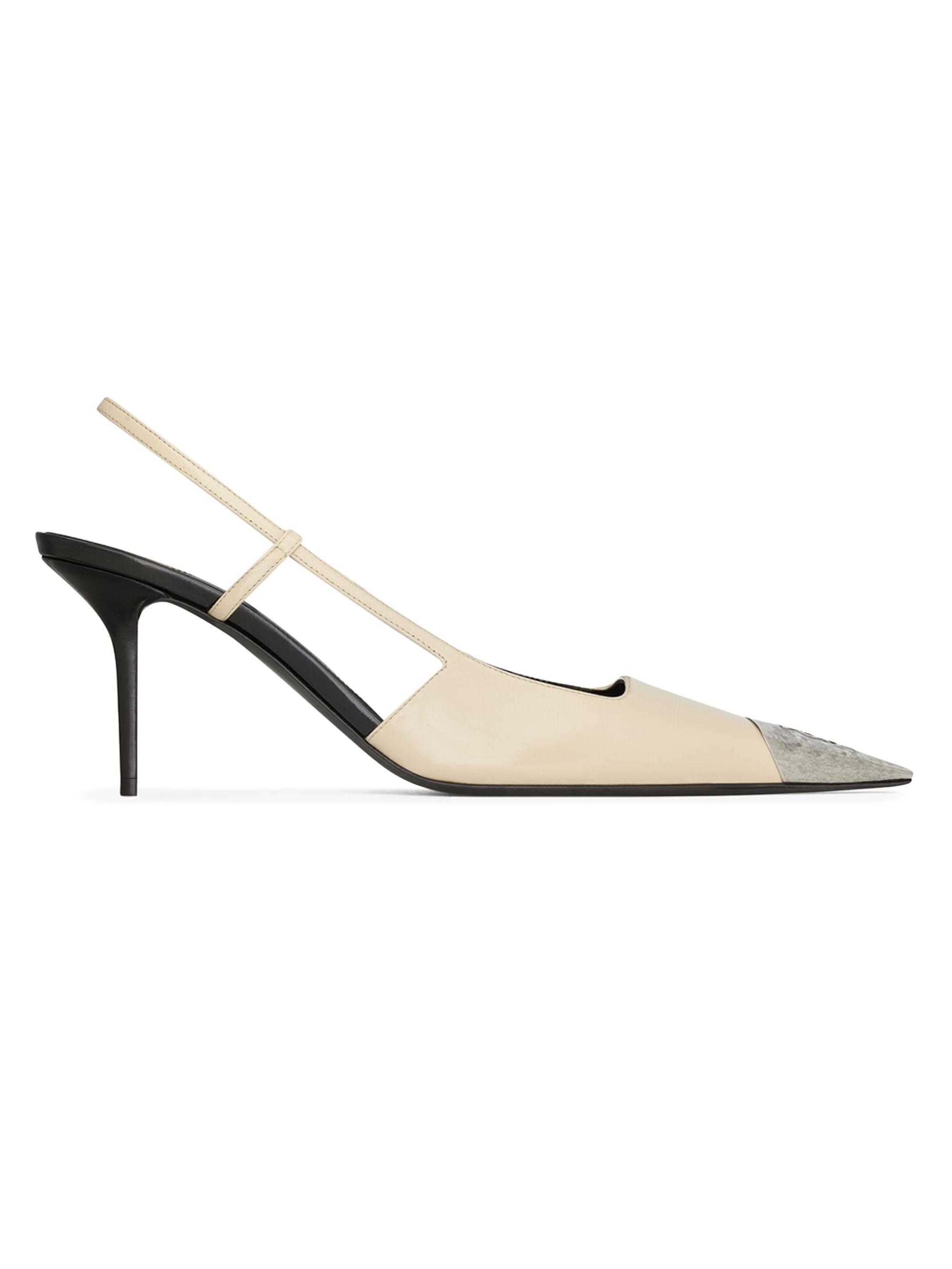 Saint Laurent Women's Jeanne Slingback Pumps in Smooth Leather - White