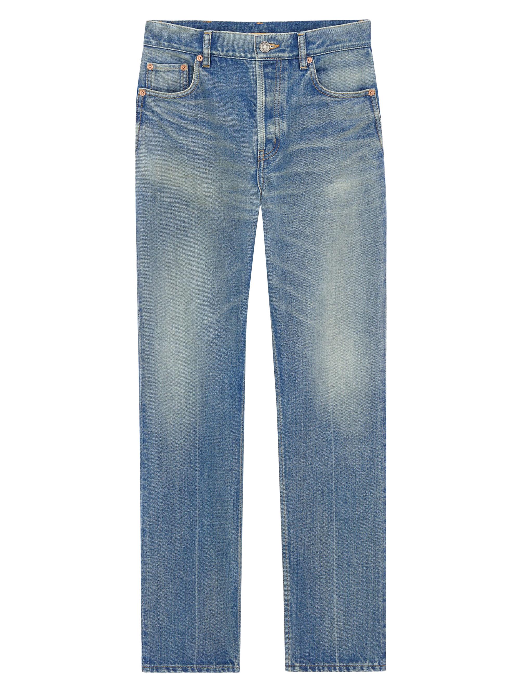 Saint Laurent Women's 90's Mid-Rise Straight Jeans - Authentic Medium Blue