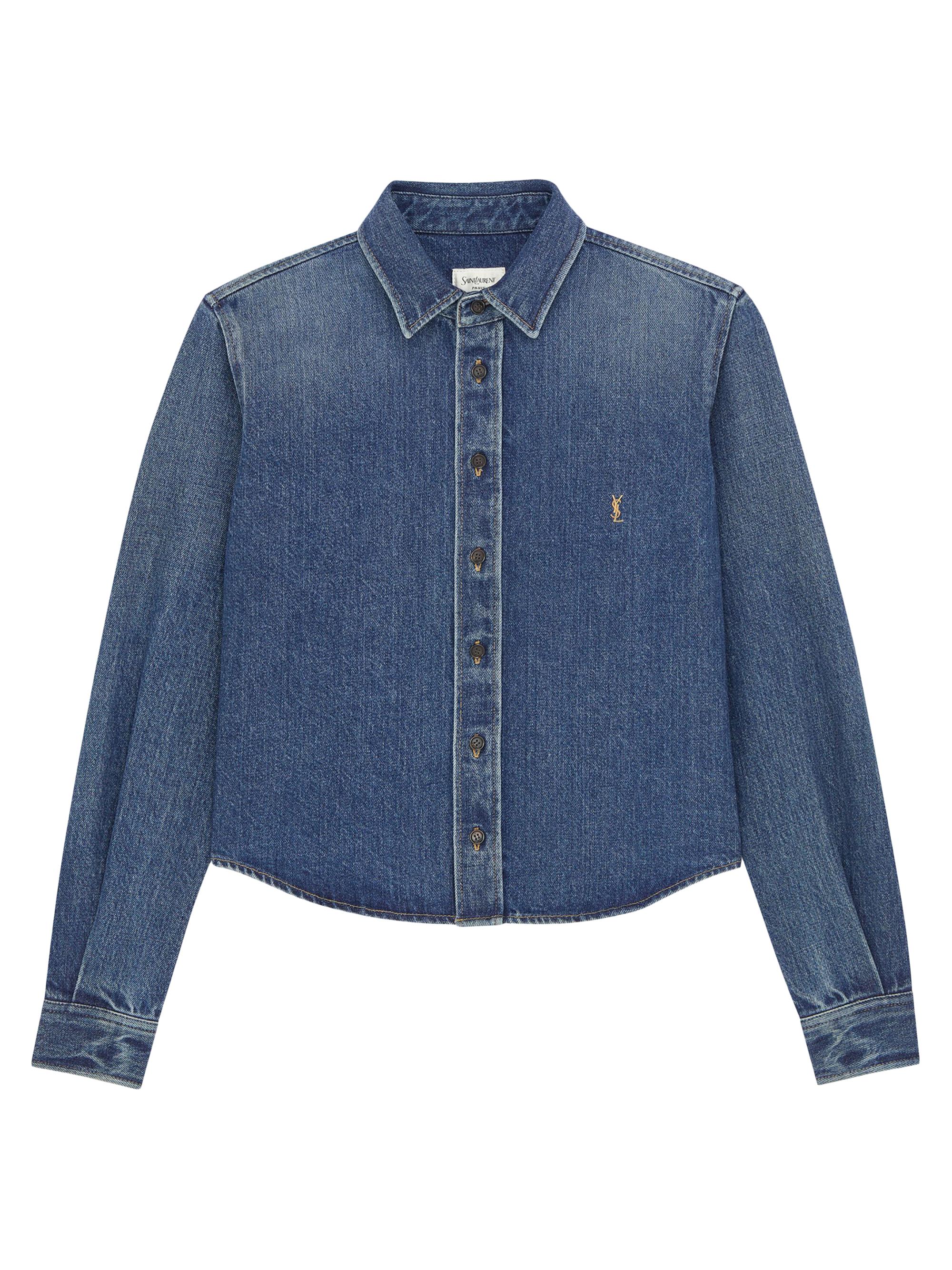 Saint Laurent Women's Cassandre Shirt in Denim - Reef Blue