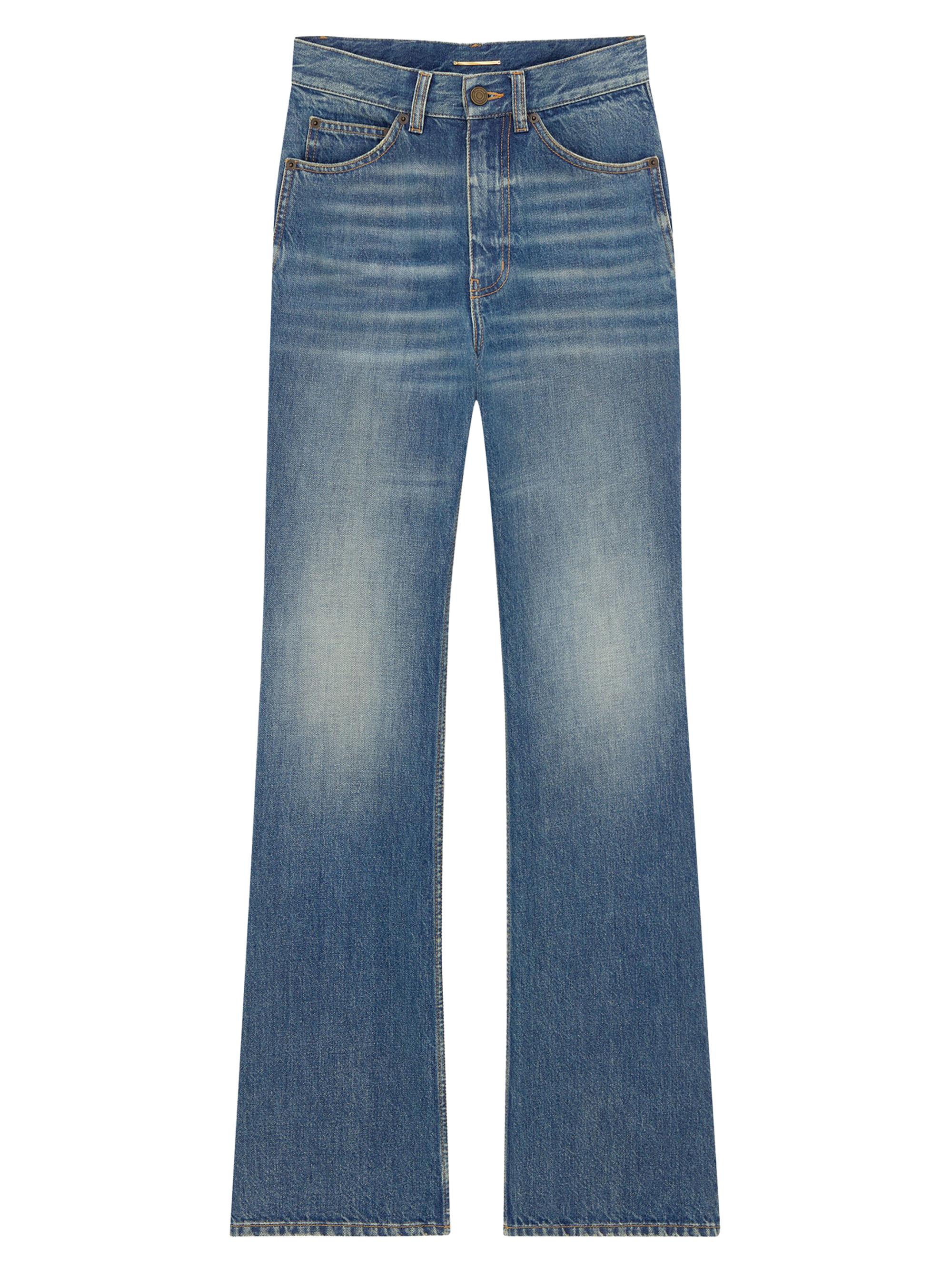 Saint Laurent Women's Clyde High-Rise Straight Jeans - North Medium Blue - Women's Clothing