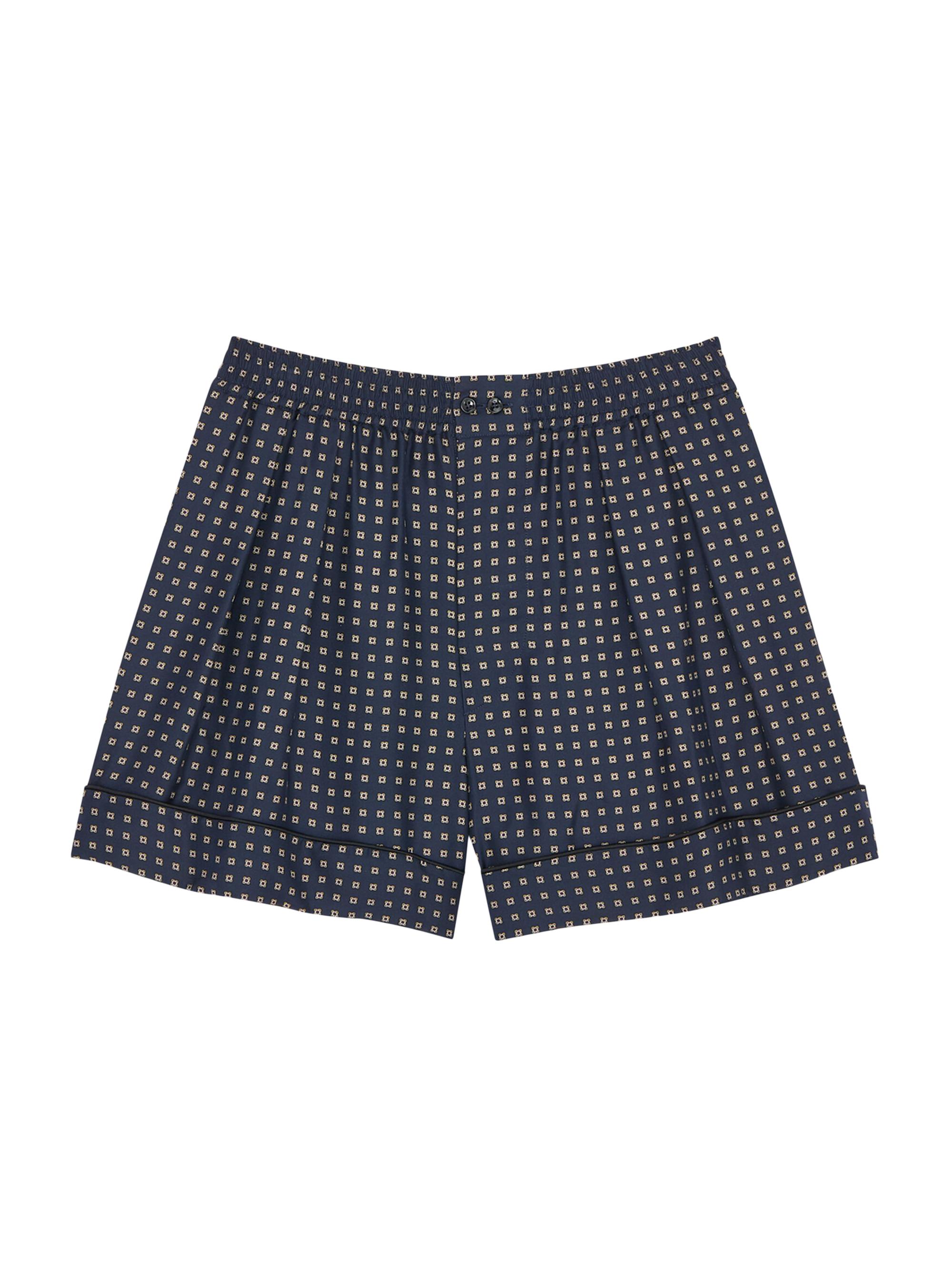Saint Laurent Women's Pajama Shorts in Square Silk Satin - Marine