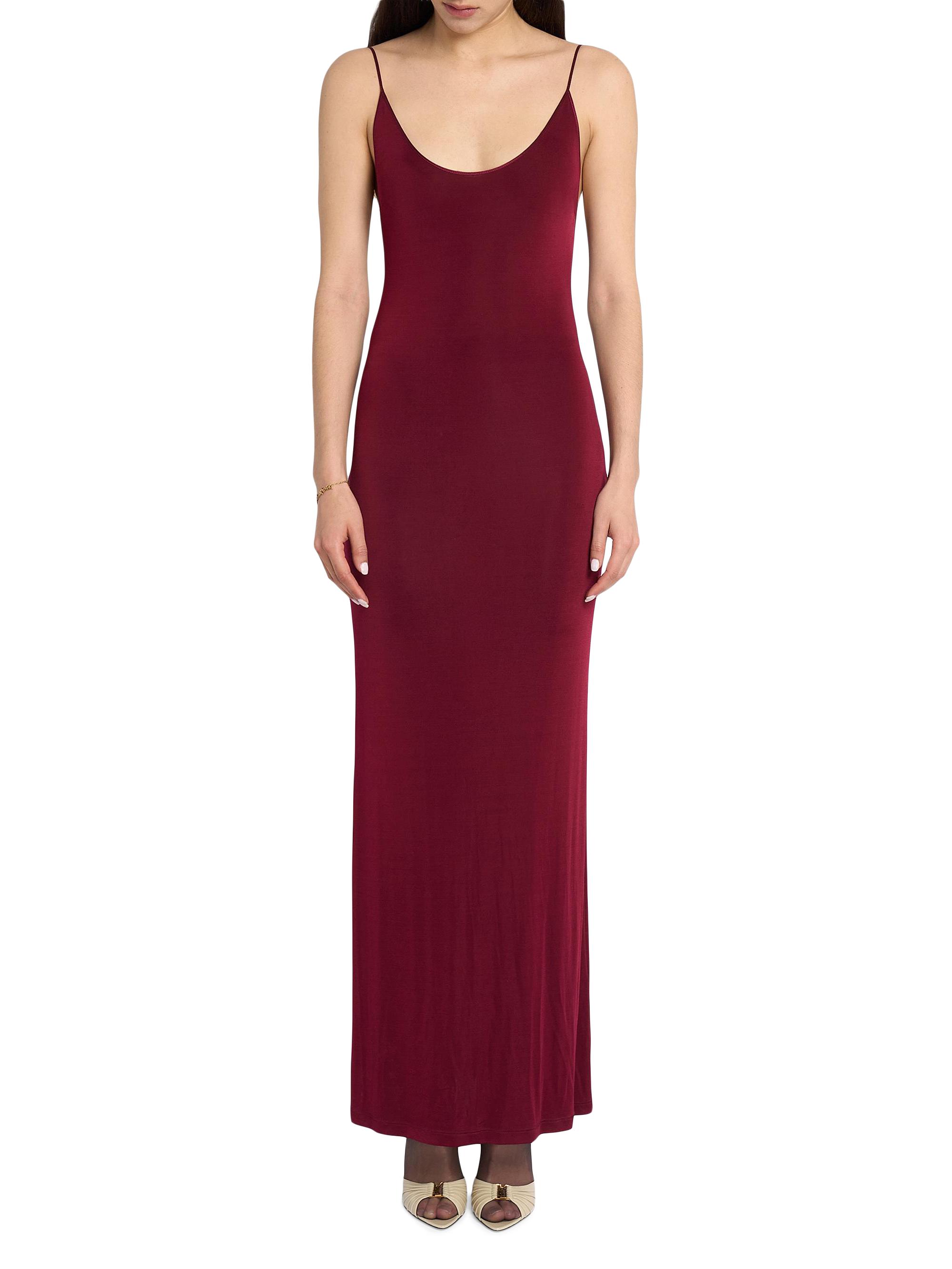 Saint Laurent Women's Cassandre-Chain Backless Dress in Knit - Bordeaux | Thumbnail 3
