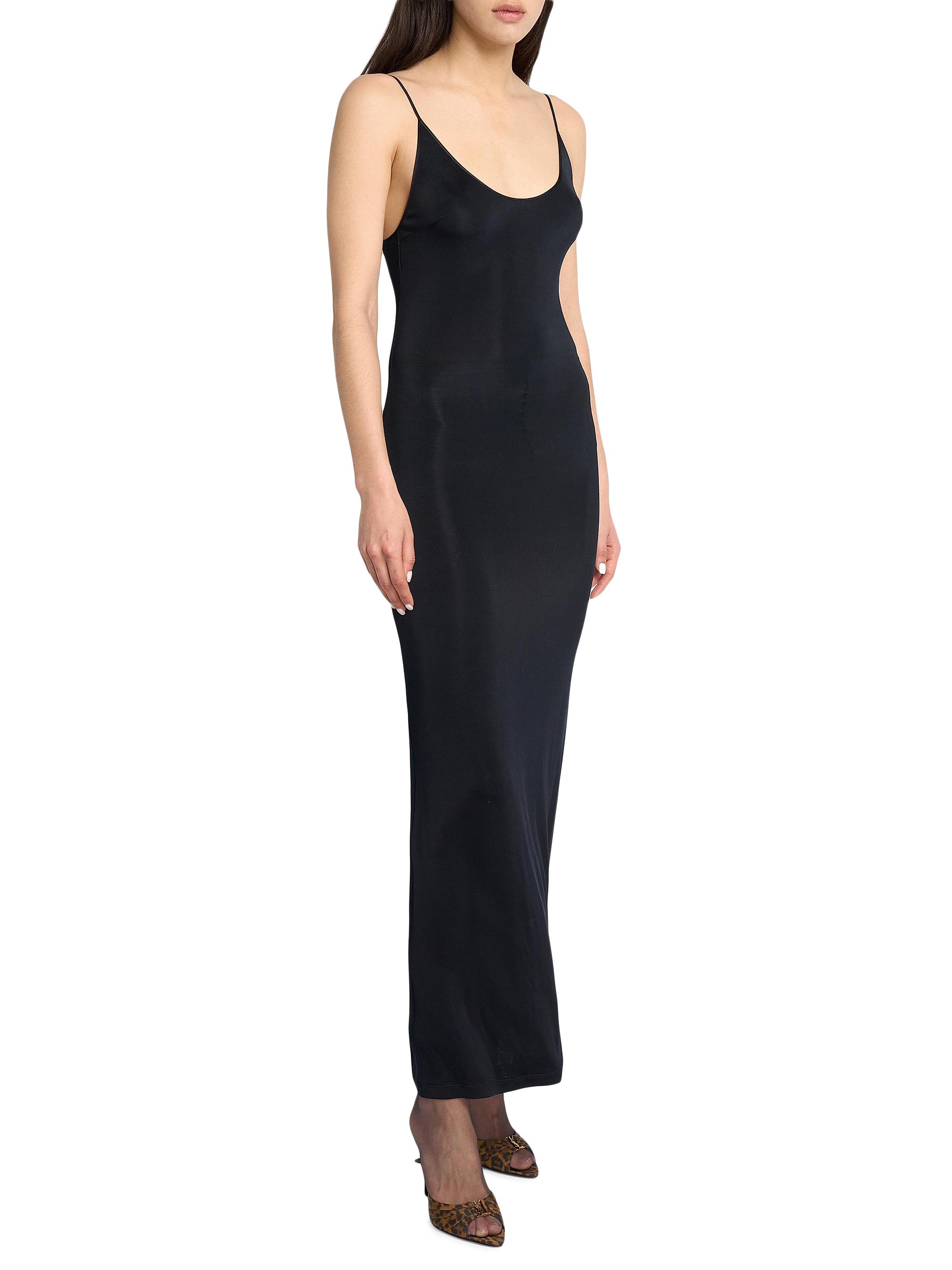Saint Laurent Women's Cassandre-Chain Backless Dress in Knit - Noir | Thumbnail 3