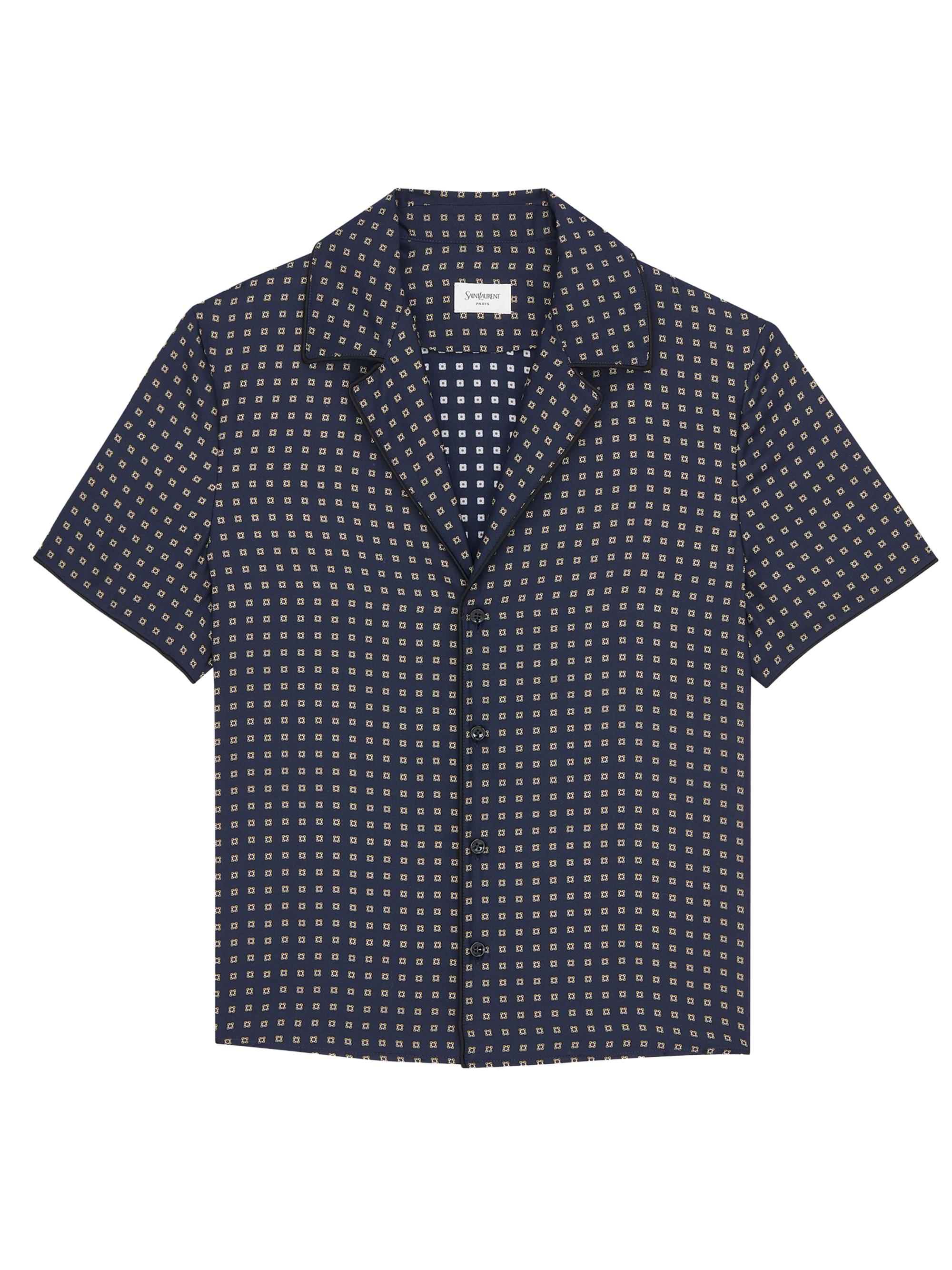 Saint Laurent Women's Pajama Top in Square Silk Satin - Marine