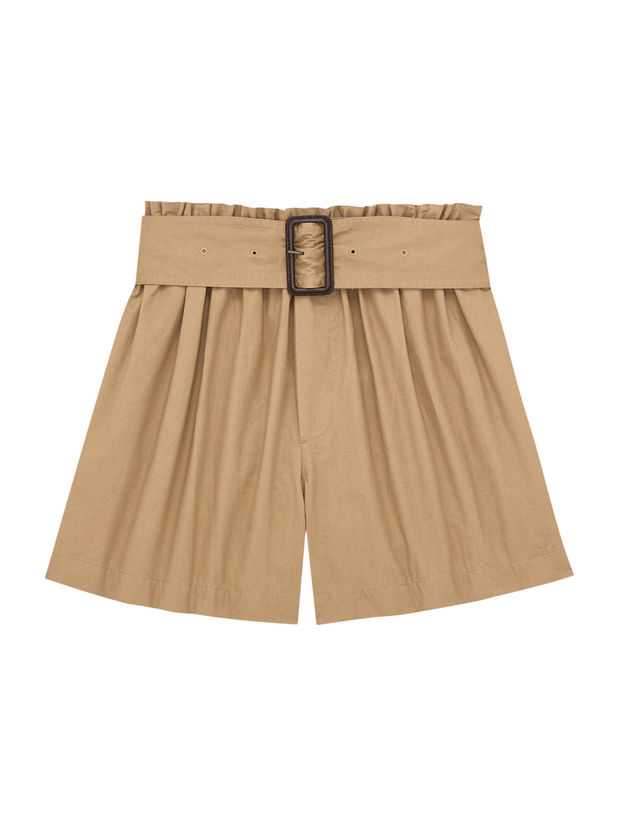 Saint Laurent Women's Paperbag Bermuda Shorts in Cotton - Chatain