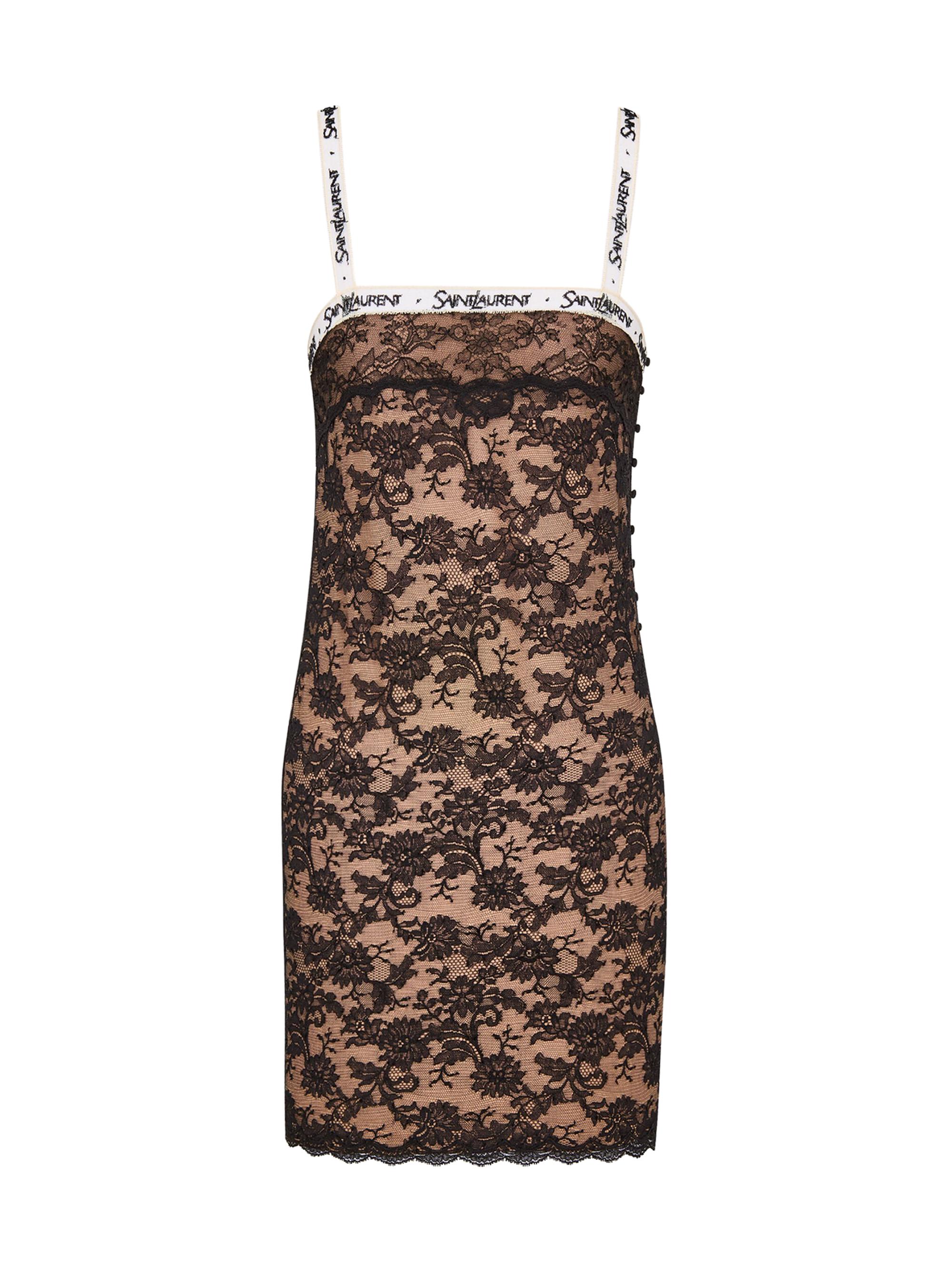 Saint Laurent Women's Lace Slip Dress - Noir - Women's Clothing