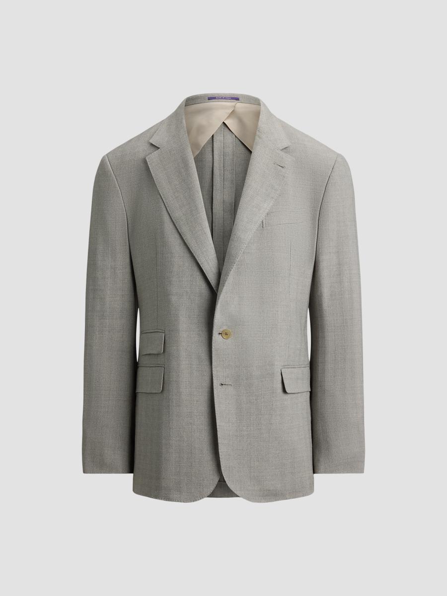 [POLO RALPH LAUREN] Pコート グレー Lサイズ Ralph Lauren Purple Label Herringbone Cashmere-Wool Single