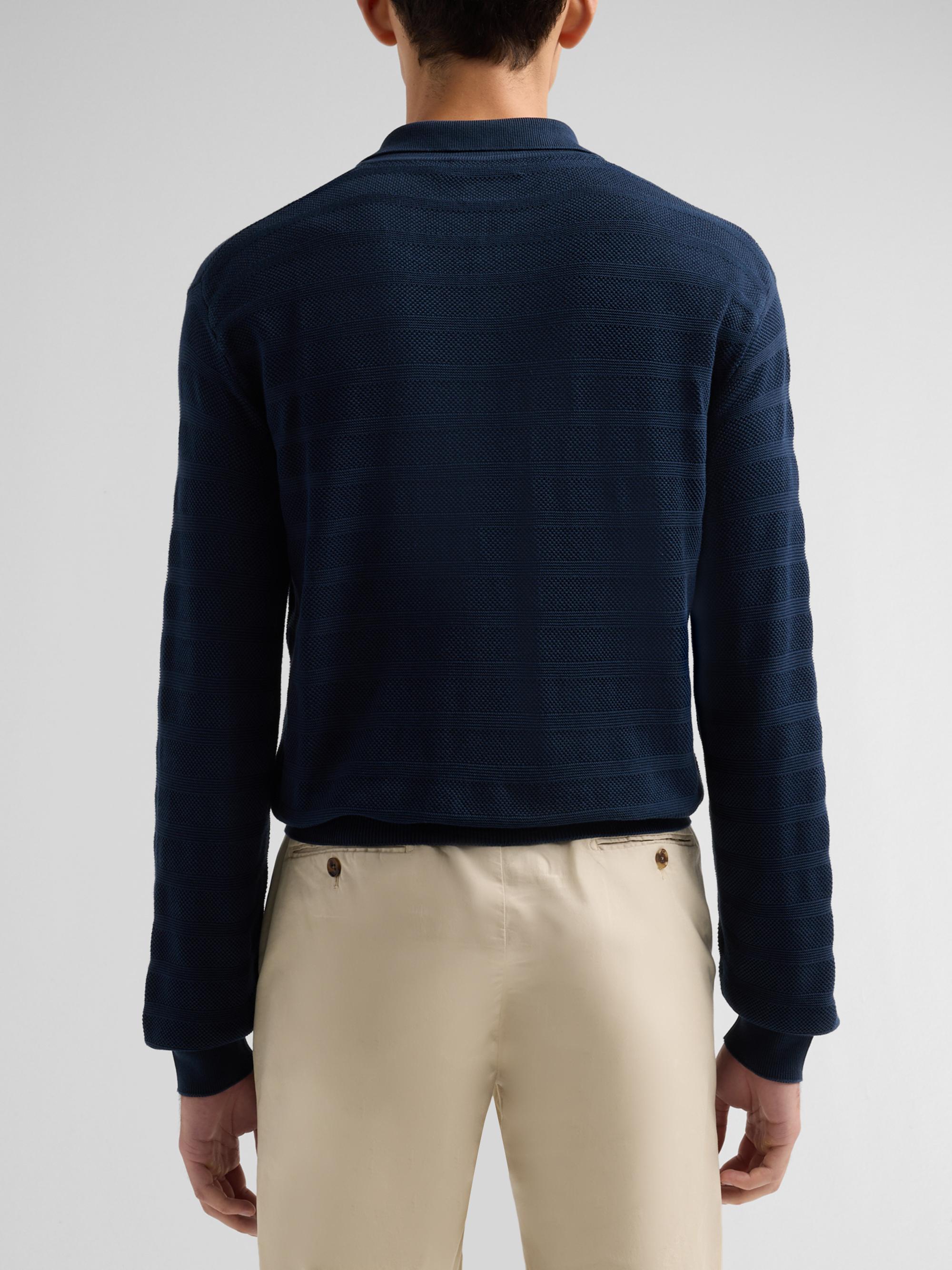 Ralph Lauren Purple Label Tonal Textured Stripe Knit Polo Sweater