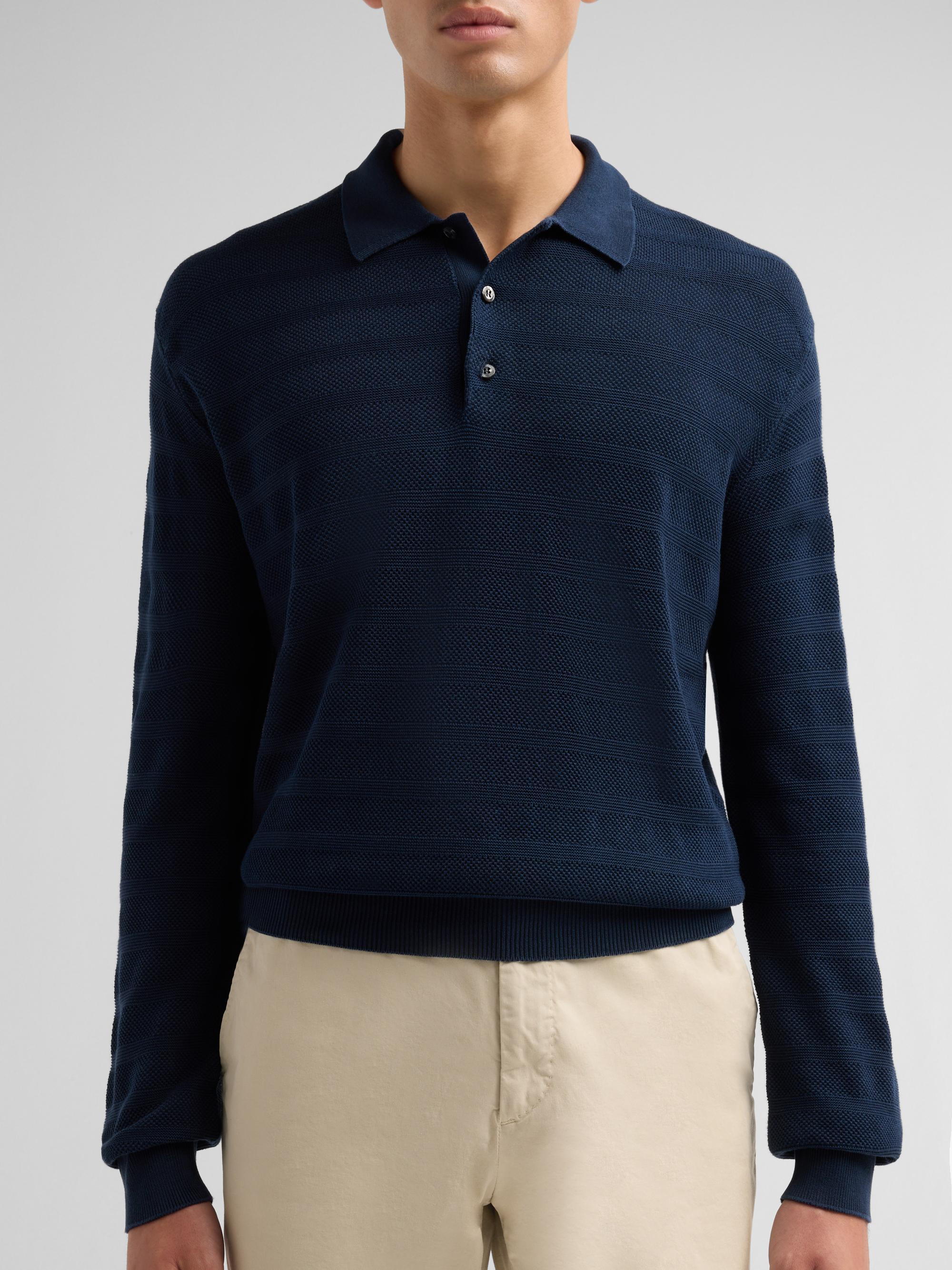 Ralph Lauren Purple Label Tonal Textured Stripe Knit Polo Sweater