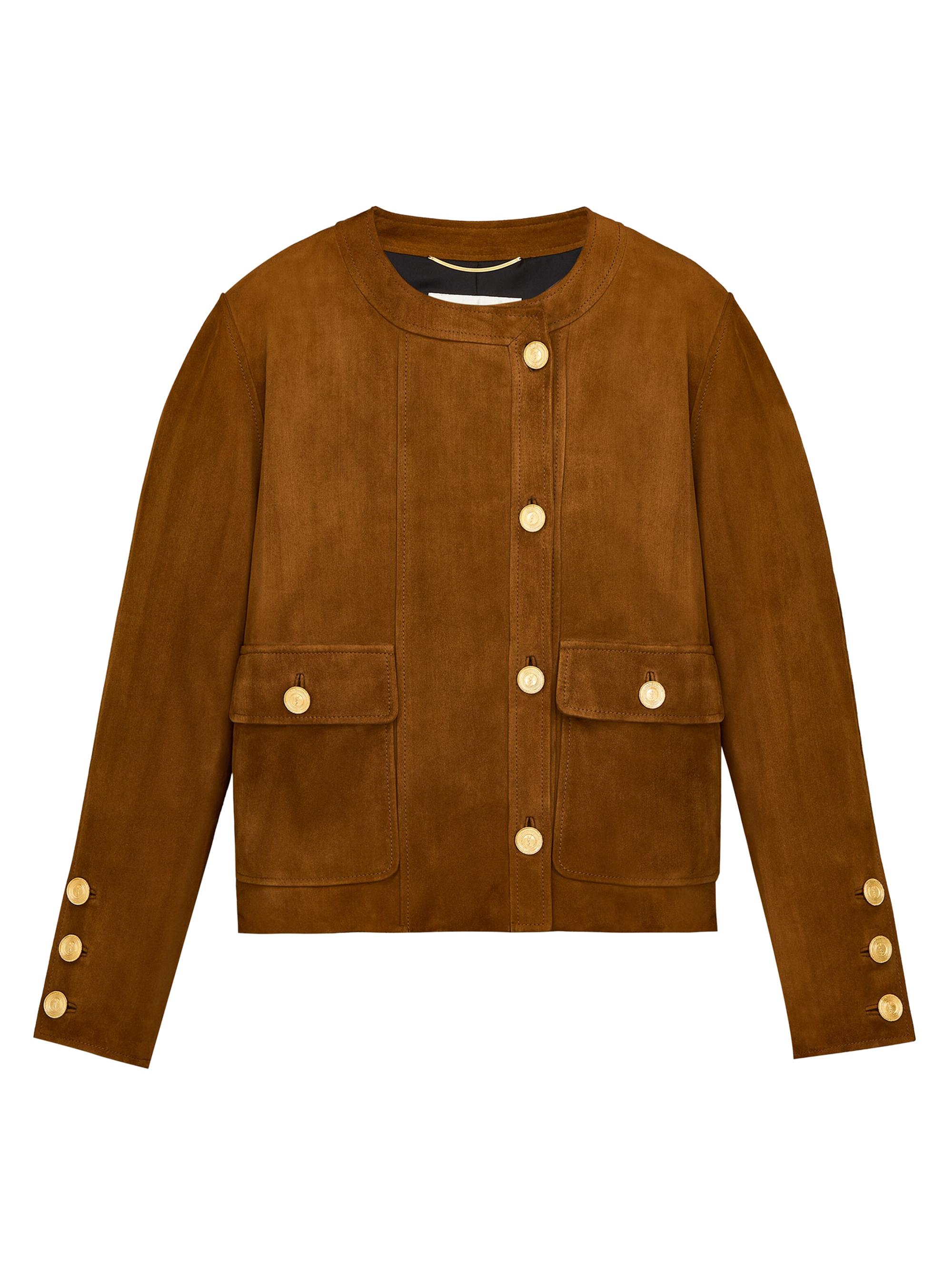 Saint Laurent Women's Short Jacket in Suede - Rhum Ambre