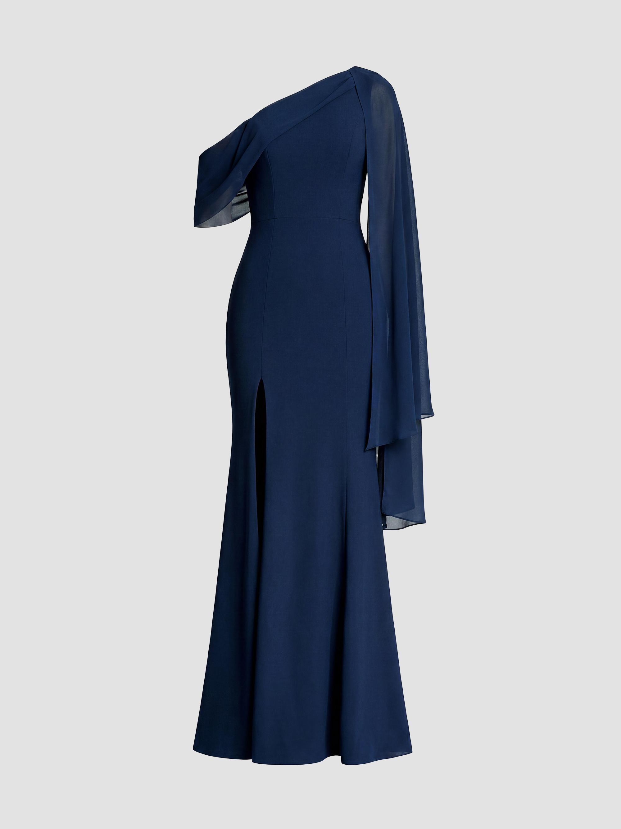 evening dress saks fifth avenue Women's The Population Designer Gowns navy wedding color palette Spaghetti straps Blue Jeans with Black Mother of Color:Champagne Print