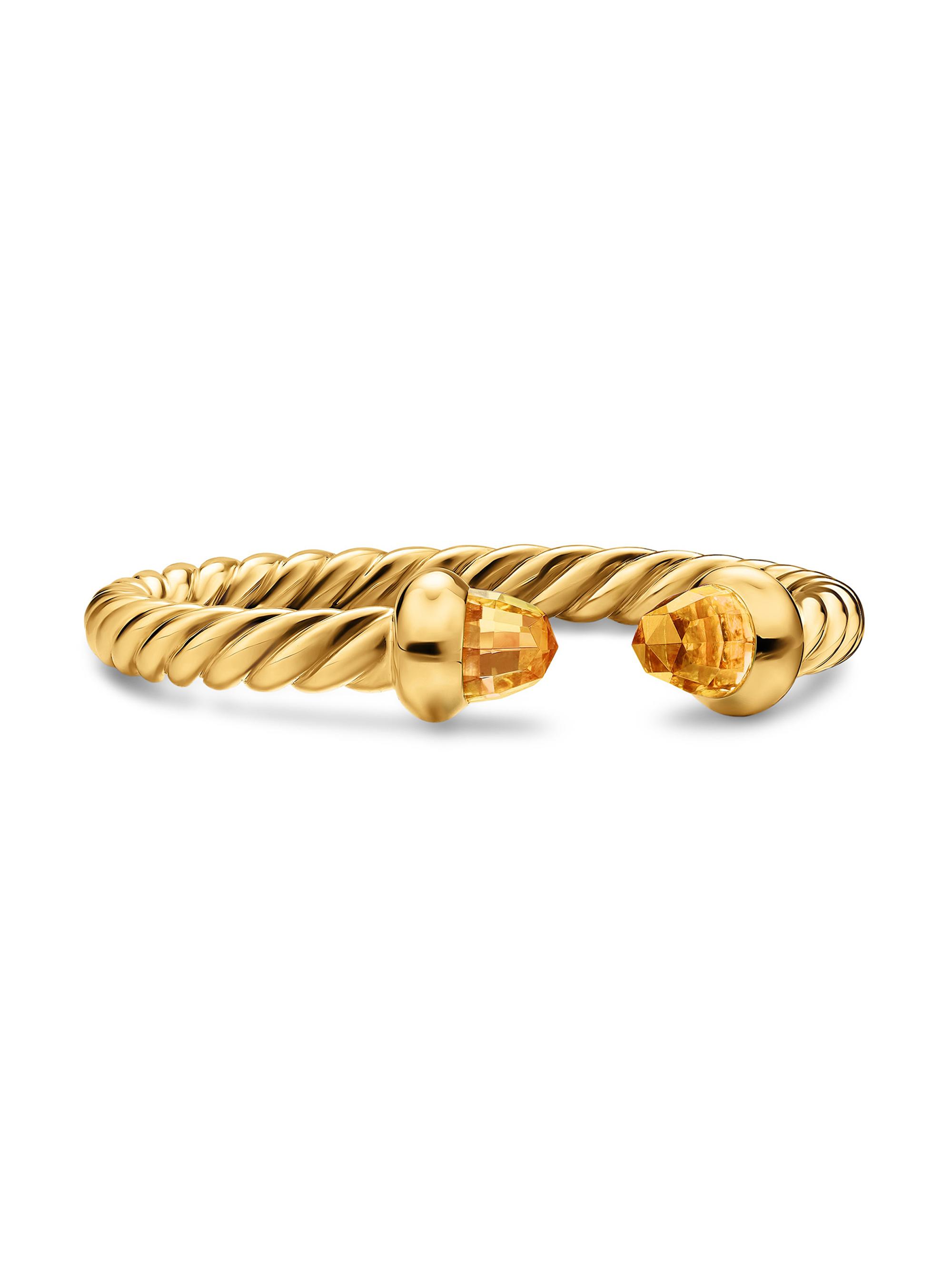 David Yurman Women's Micro Cablespira Flex Open Ring in 18K Yellow Gold - Citrine