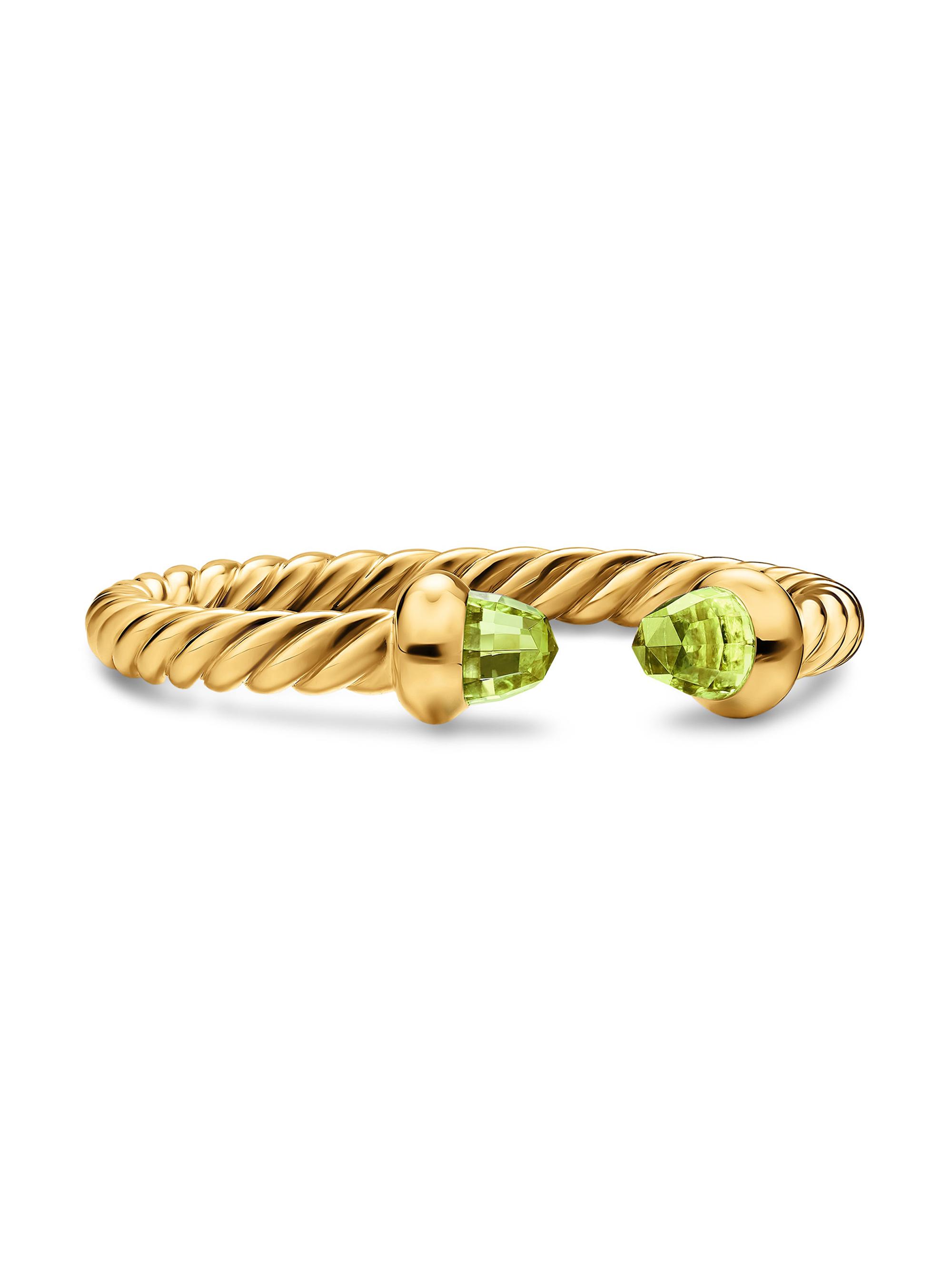 David Yurman Women's Micro Cablespira Flex Open Ring in 18K Yellow Gold - Peridot