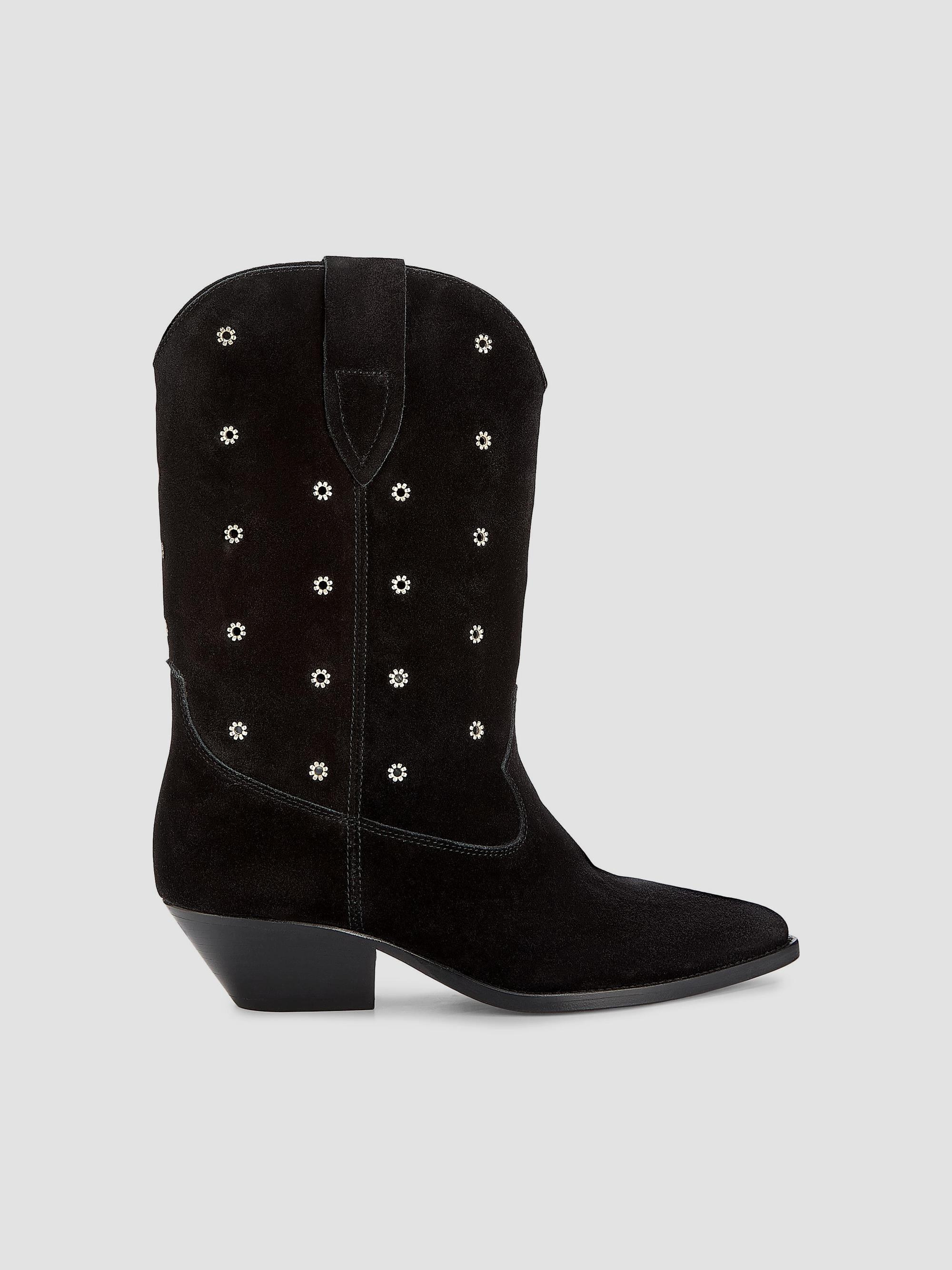 Isabel Marant Women's Duerto 40MM Grommet Suede Cowboy Boots - Black | Thumbnail 7