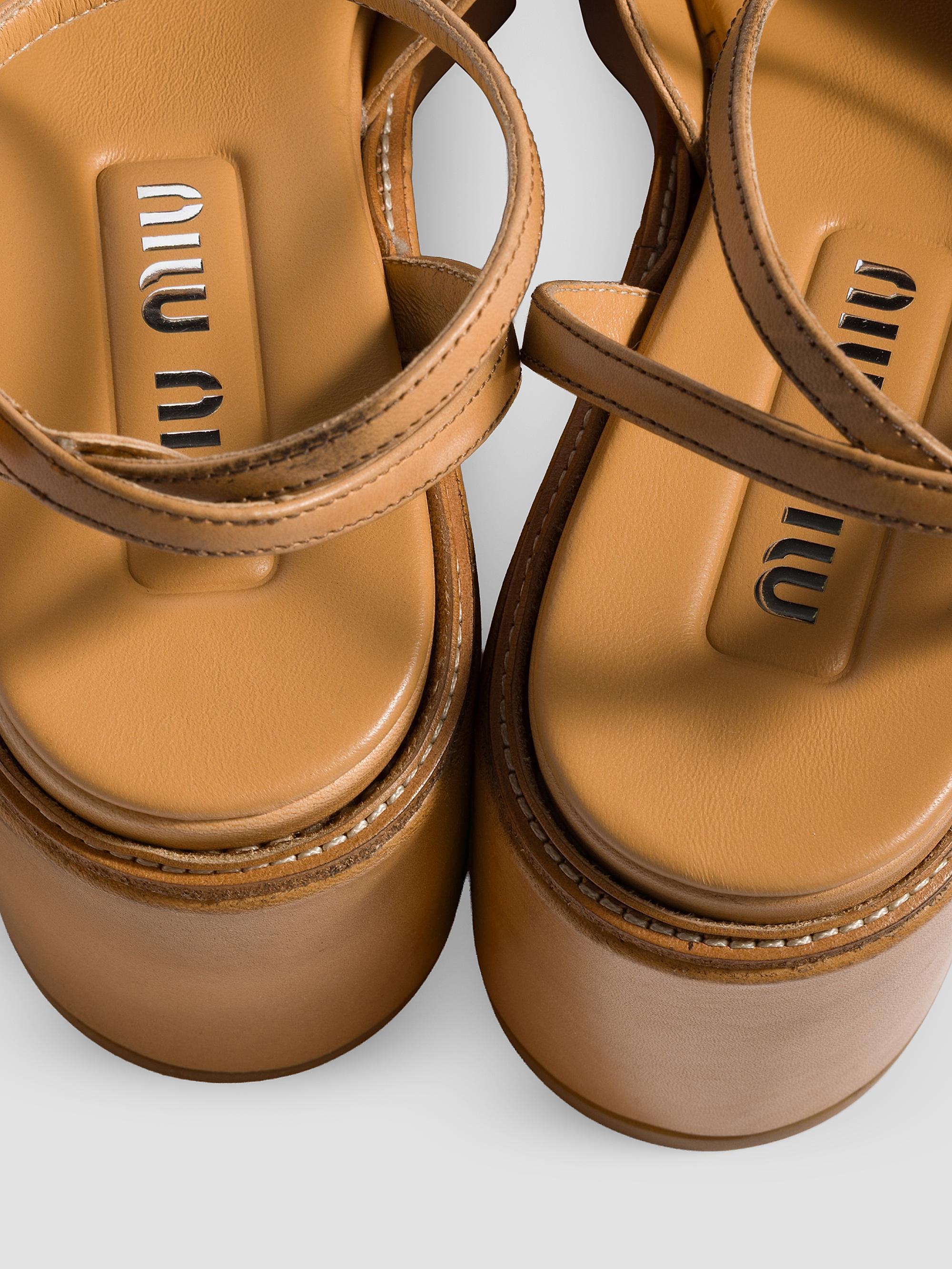 Miu Miu Leather Platform Sandals | Saks Fifth Avenue