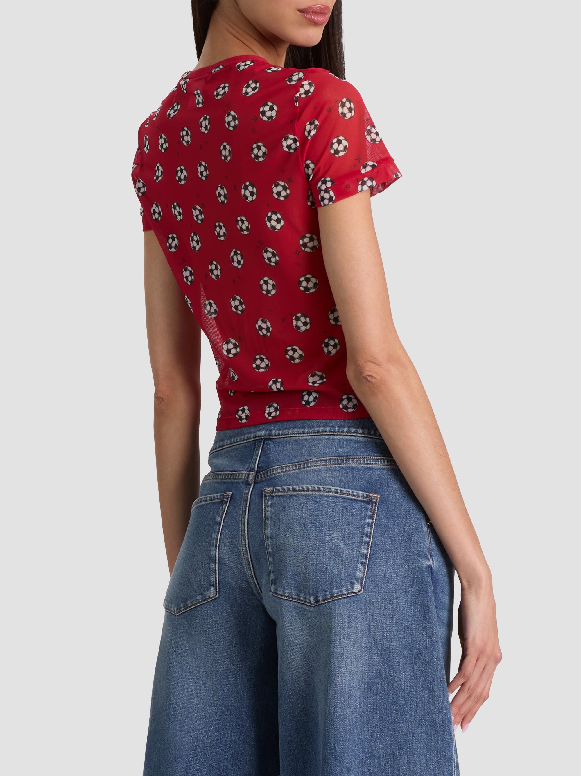 ALICE + OLIVIA Women's Tess Soccer-Print T-Shirt - Gold Hibiscus | Thumbnail 3