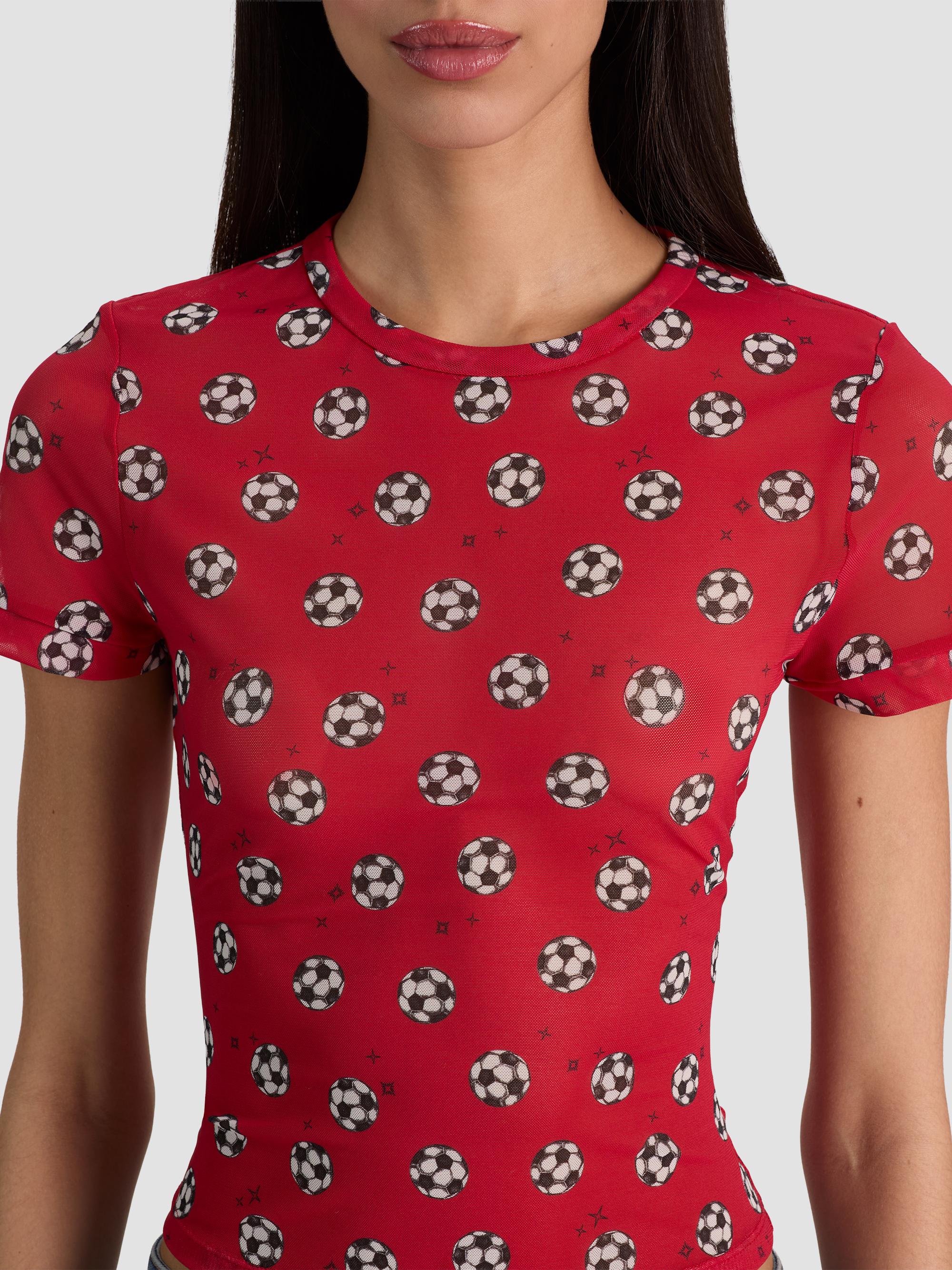ALICE + OLIVIA Women's Tess Soccer-Print T-Shirt - Gold Hibiscus | Thumbnail 5