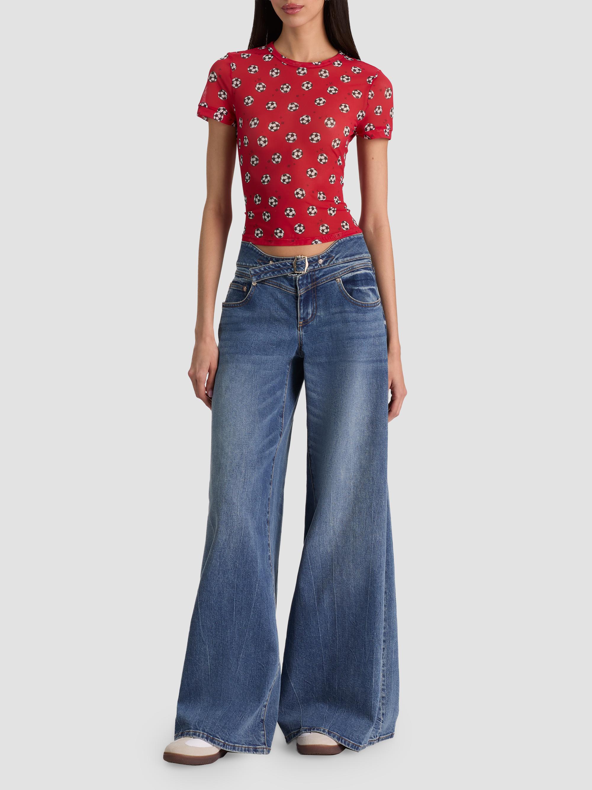 ALICE + OLIVIA Women's Tess Soccer-Print T-Shirt - Gold Hibiscus | Thumbnail 2