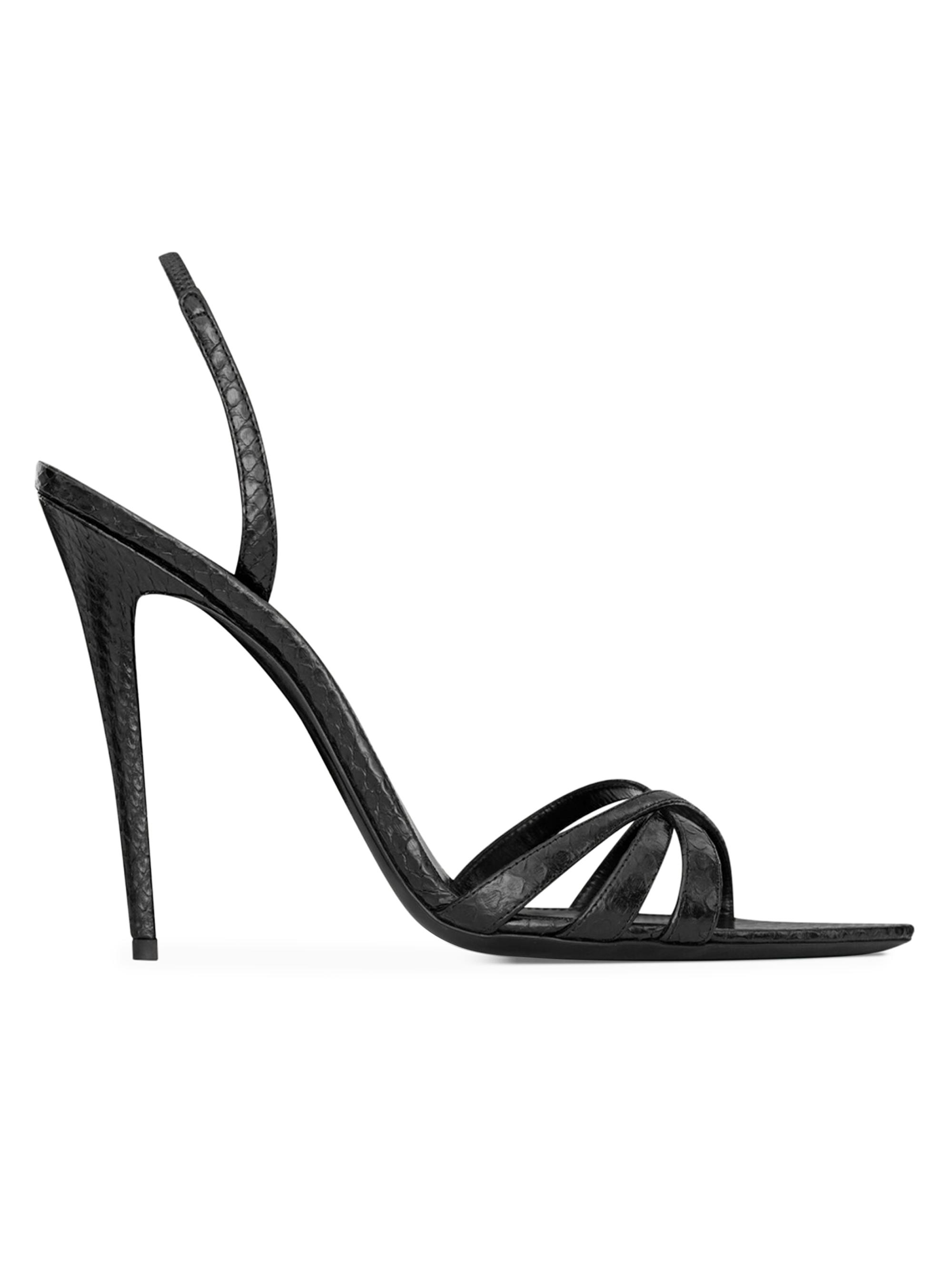 SAINT LAURENT Kate スエード リボンストラップ ニーハイブーツ Saint Laurent Kate Sandals in Python-Embossed Leather | Saks Fifth