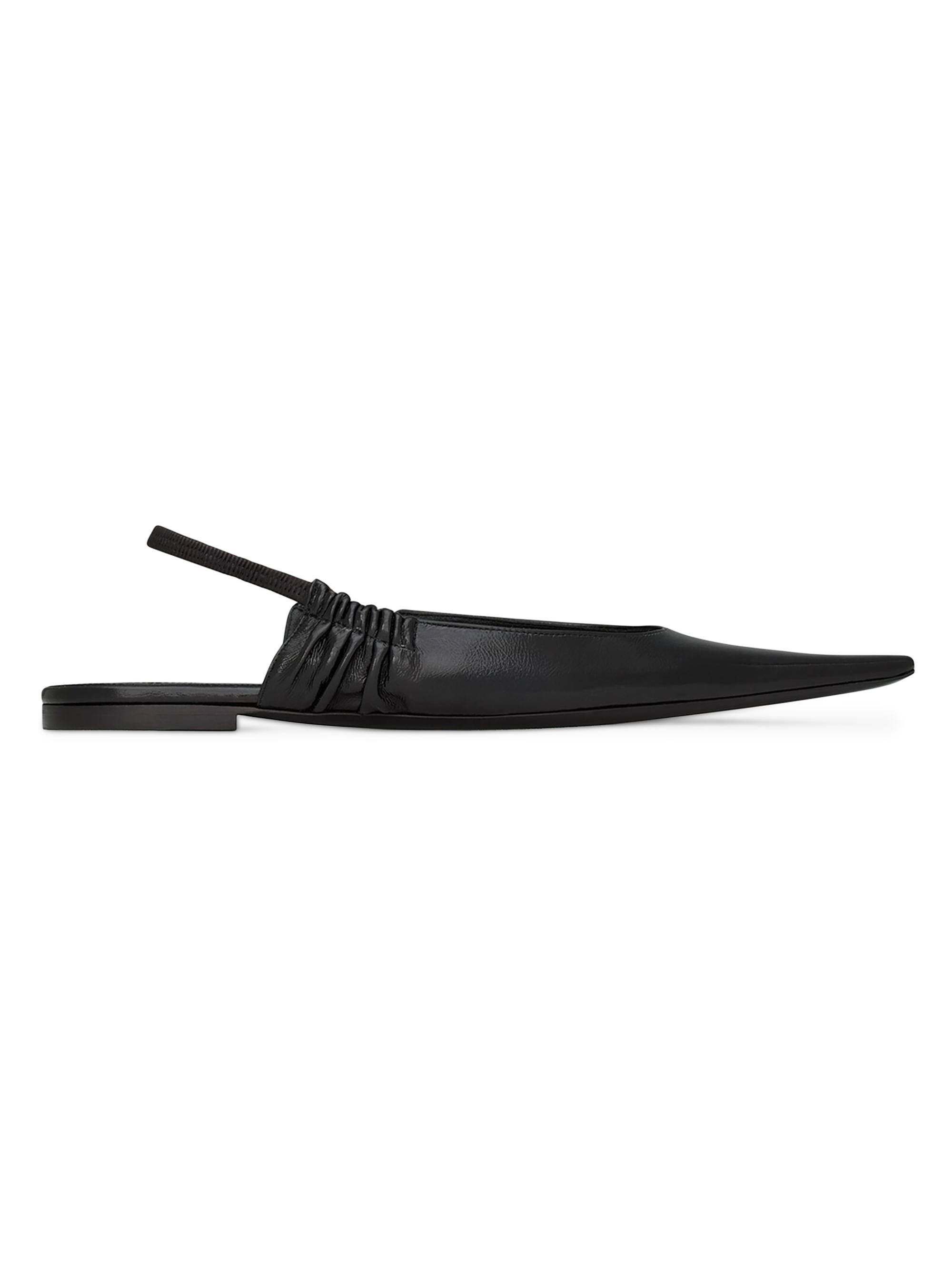 Saint Laurent Women's Anne-Marie Slingback Flats in Smooth Leather - Black | Thumbnail 4
