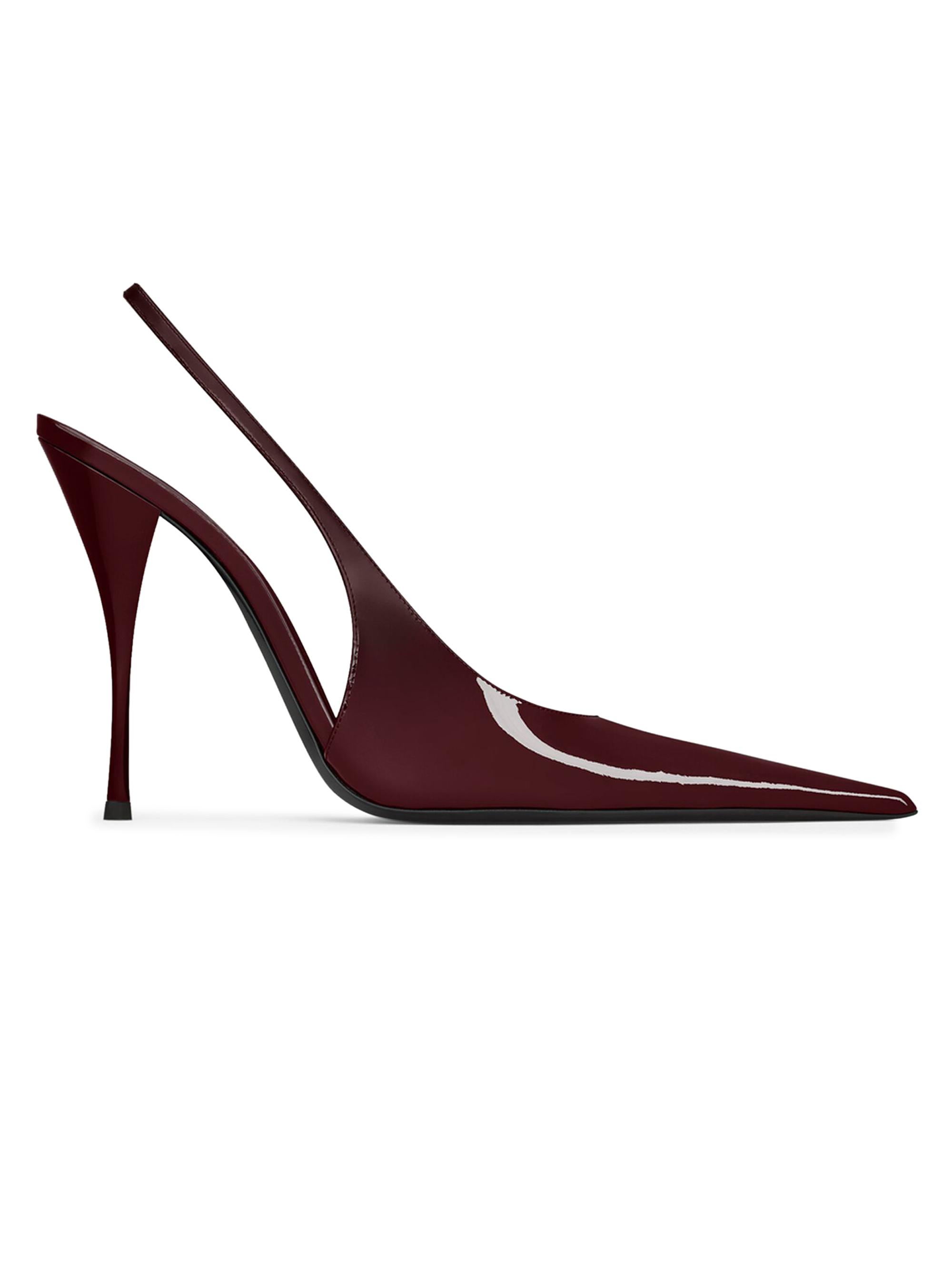 Saint Laurent Women's Slingback Pumps in Patent Leather - Marron Glace