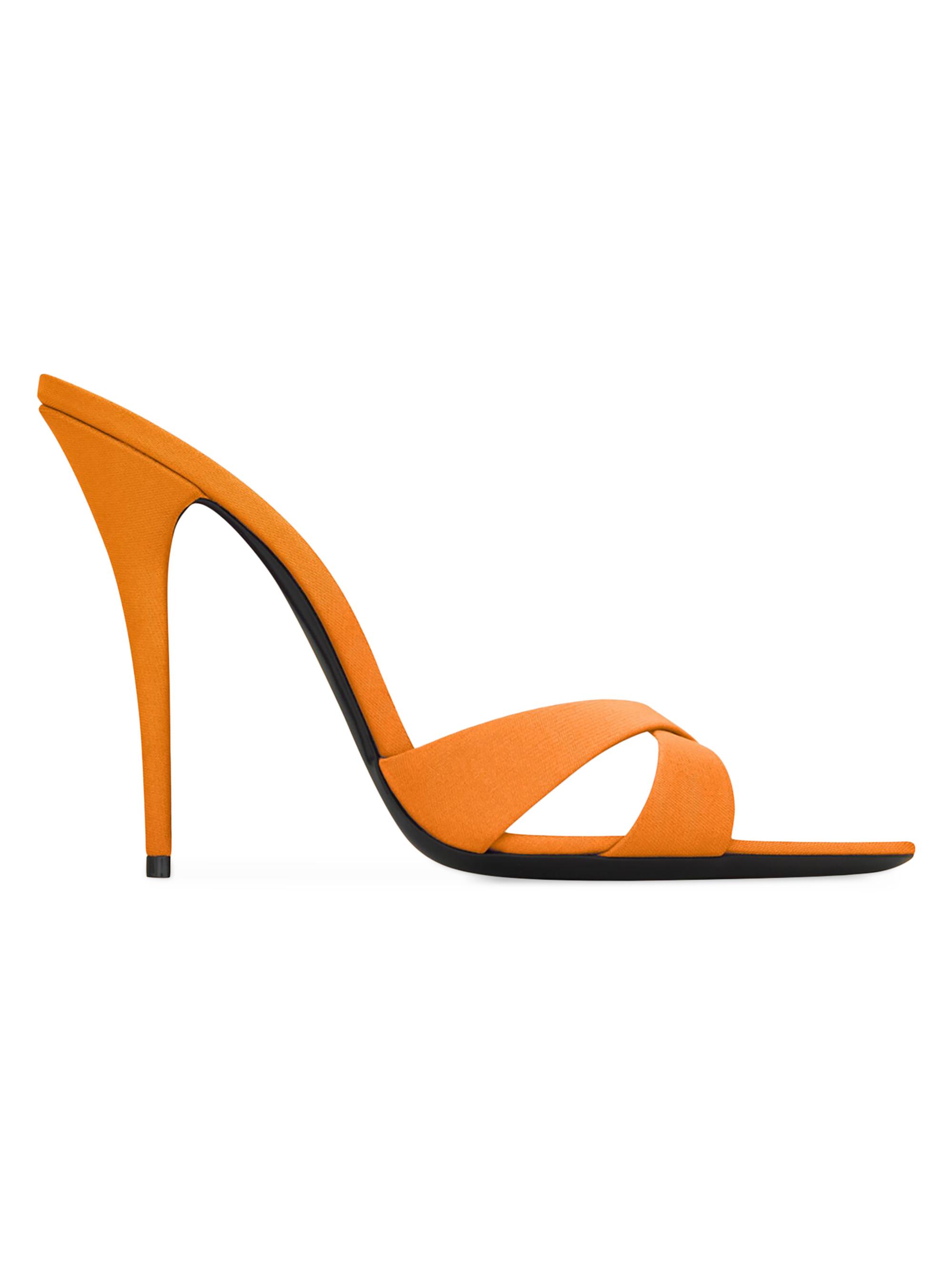 Saint Laurent Women's Kirat Sandals in Satin Crepe - Orange