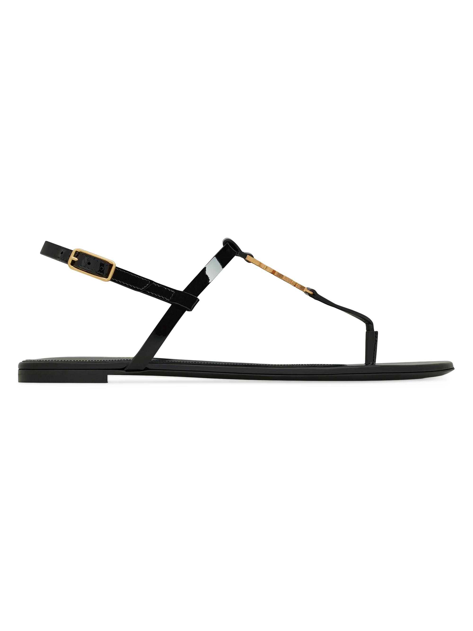 Saint Laurent Women's Cassandra Sandals in Patent Leather - Black