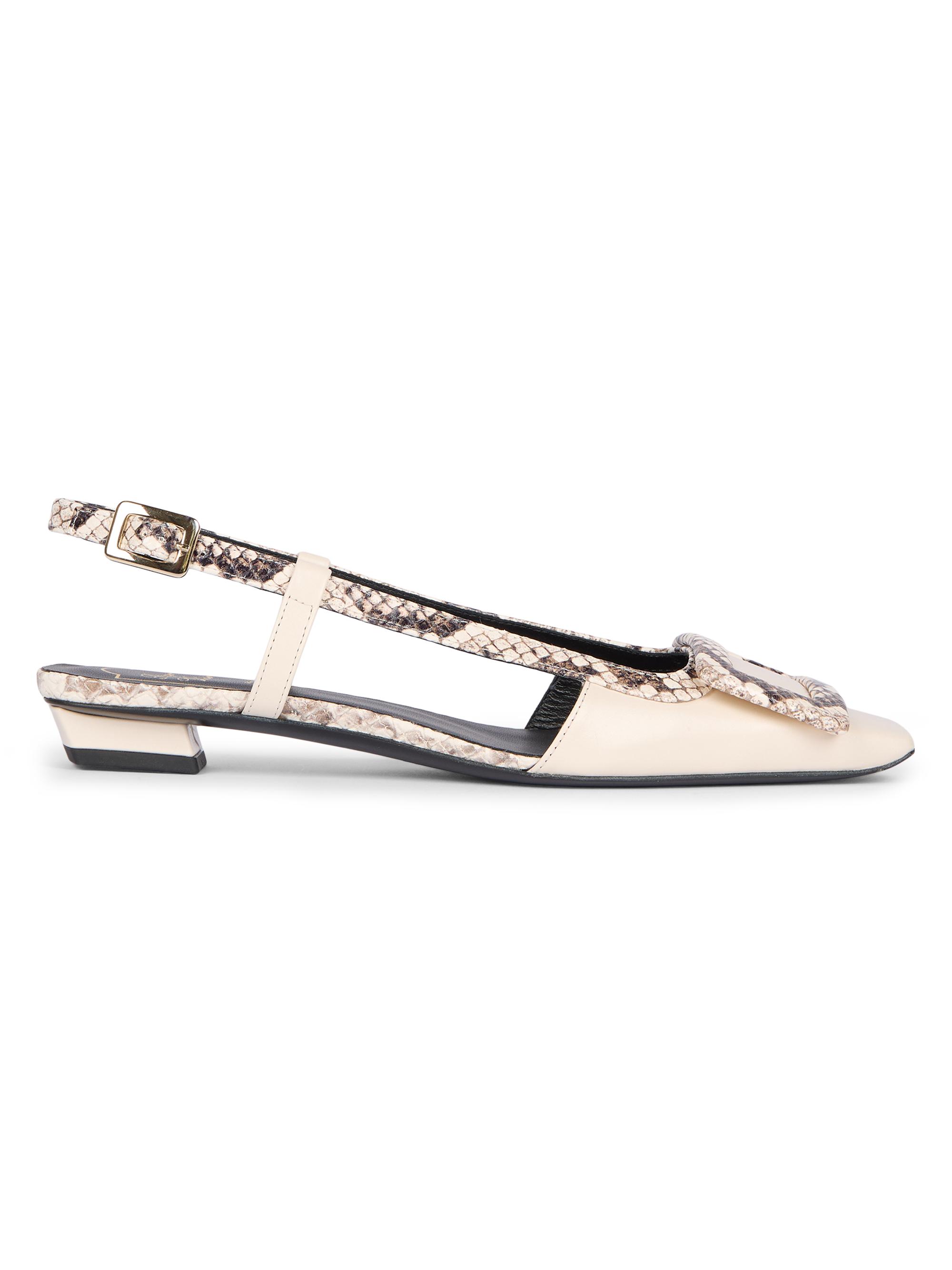 Roger Vivier Women's Snakeskin-Embossed Trim Leather Slingback Pumps - Cire