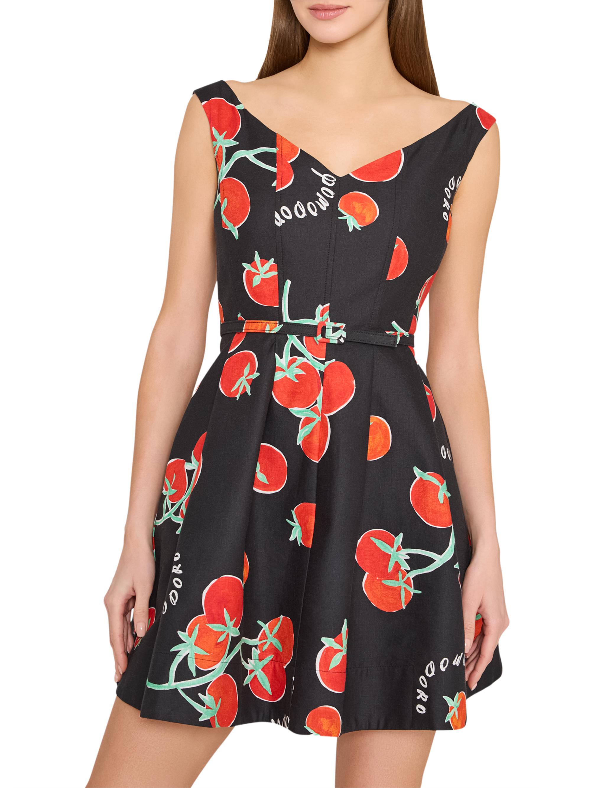 Milly Women's Peggy Off-The-Shoulder Tomato Print Minidress - Black Red | Thumbnail 3