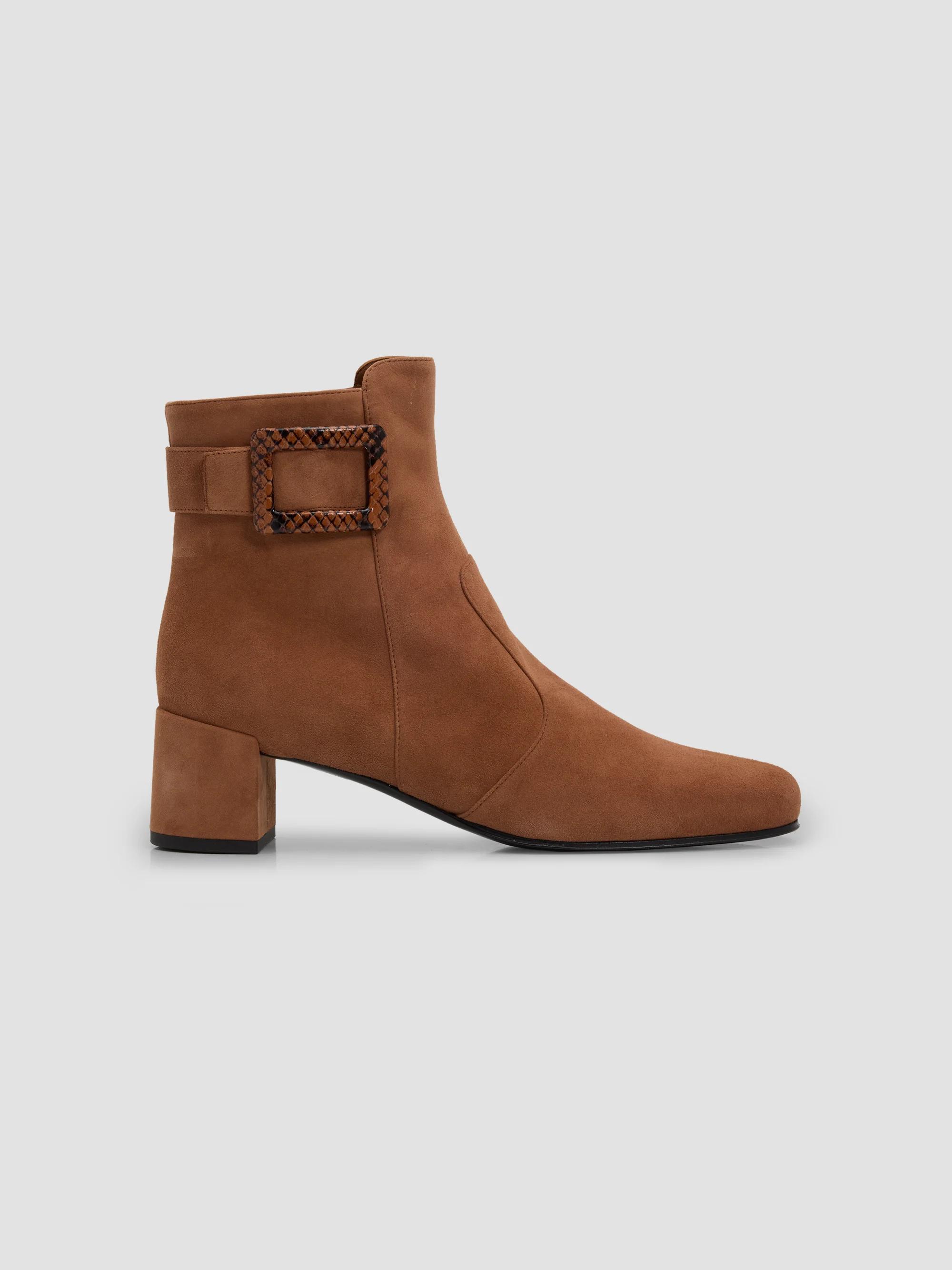 Women's Tres Vivier Polly 45MM Suede Booties - Cognac Scuro - Size 6
