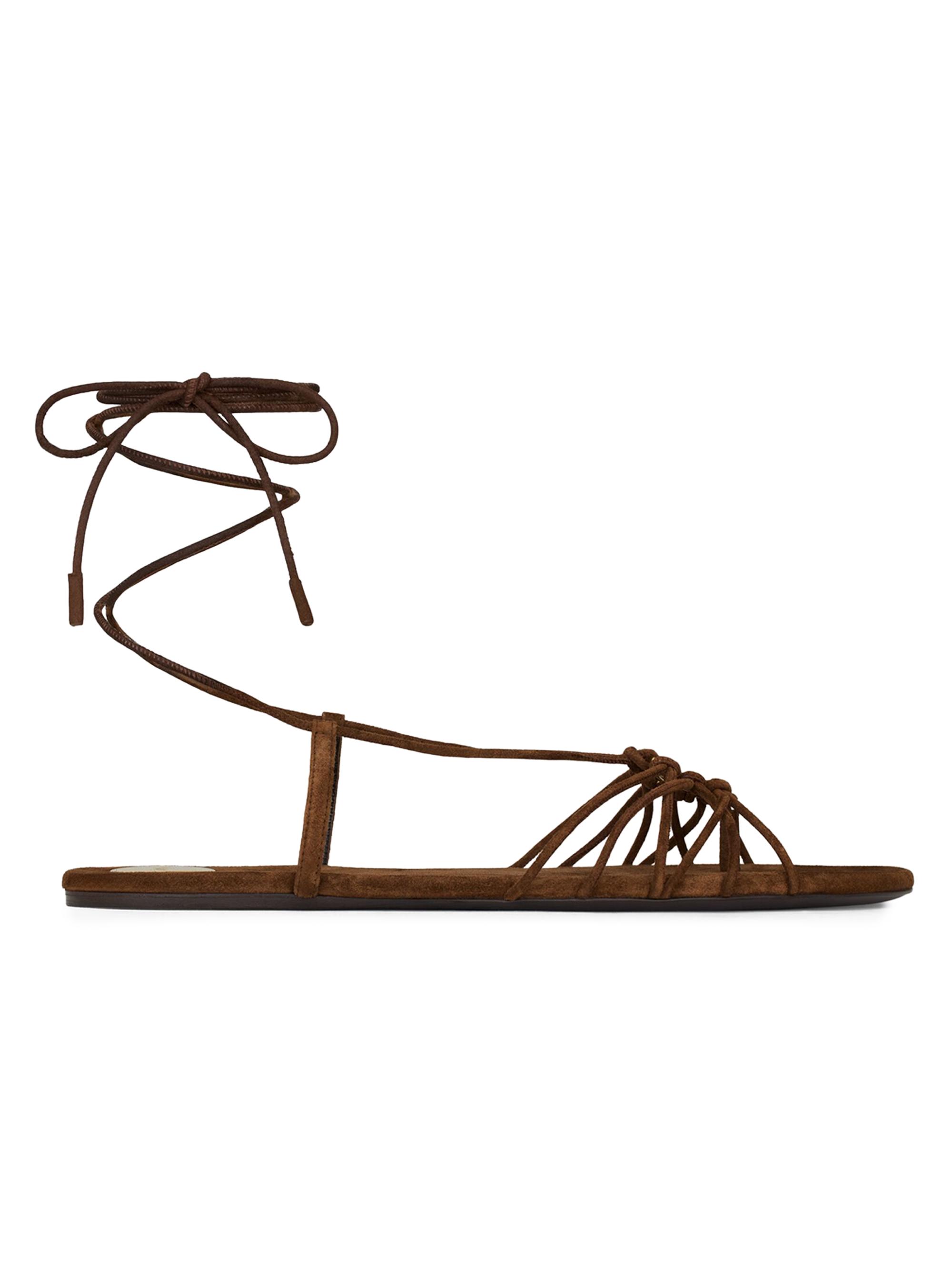 Saint Laurent Women's Babylone Sandals in Suede - Dark Havana
