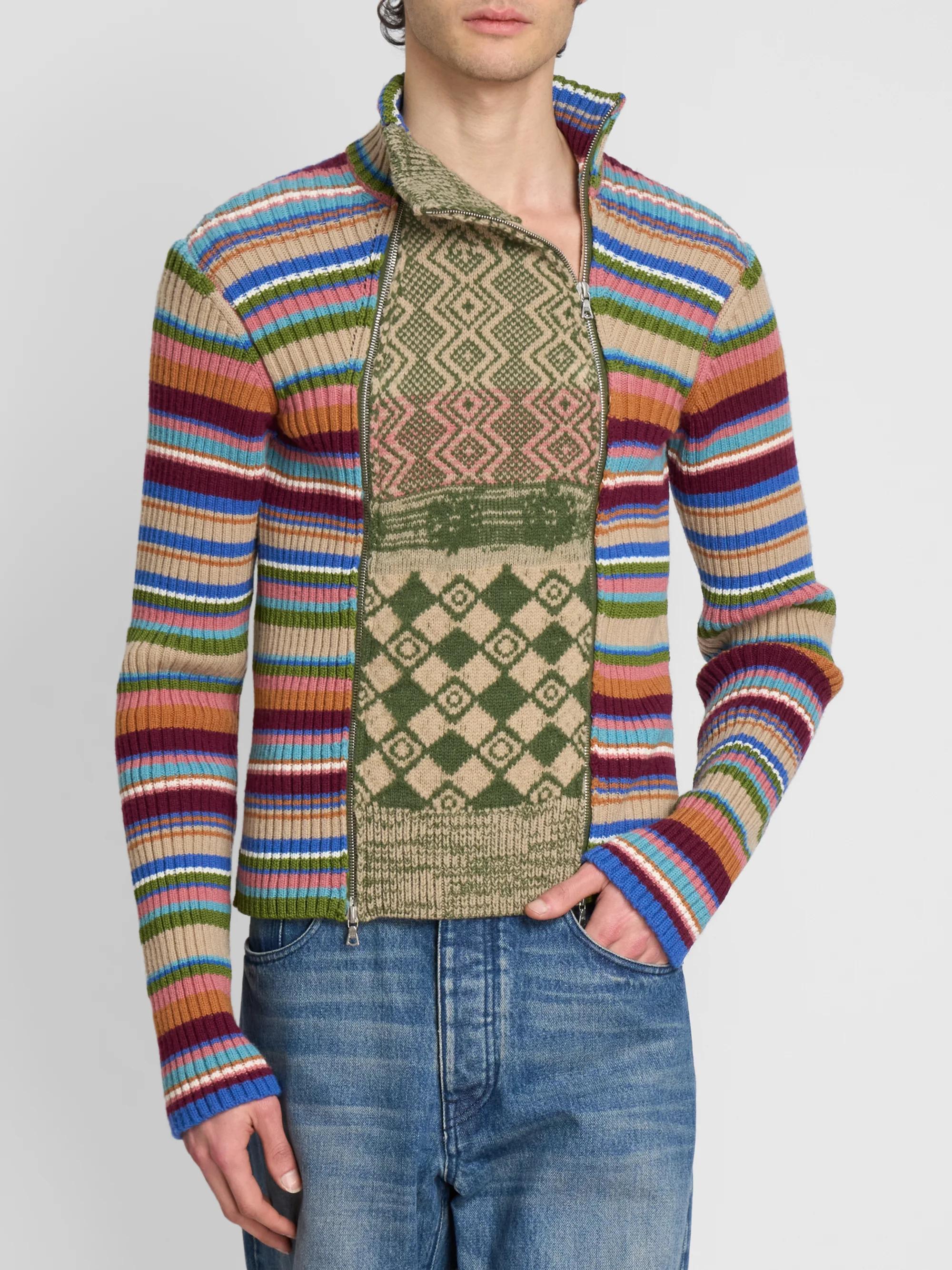 Dries Van Noten Striped Wool Rib-Knit Cardigan | Saks Fifth Avenue