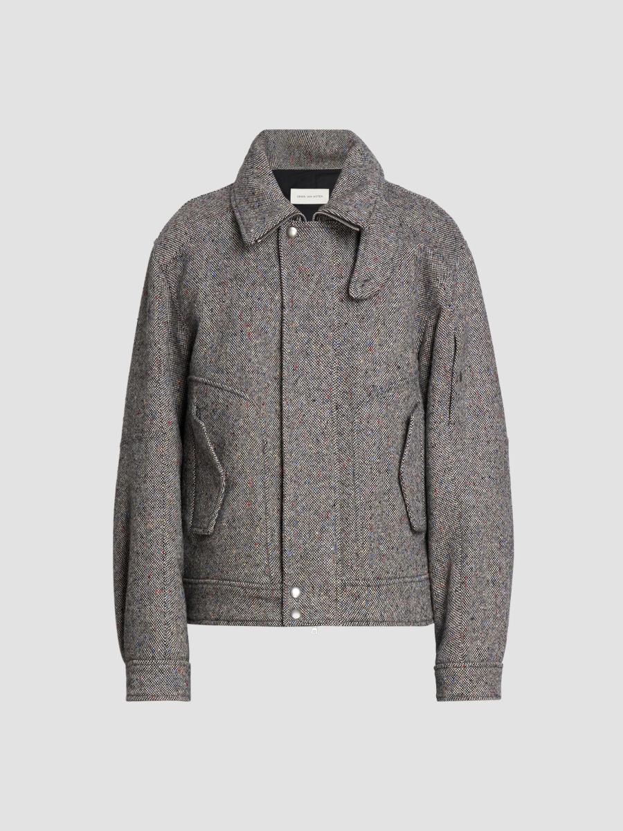 Dries Van Noten Tweed Wool Zip-Front Jacket | Saks Fifth Avenue