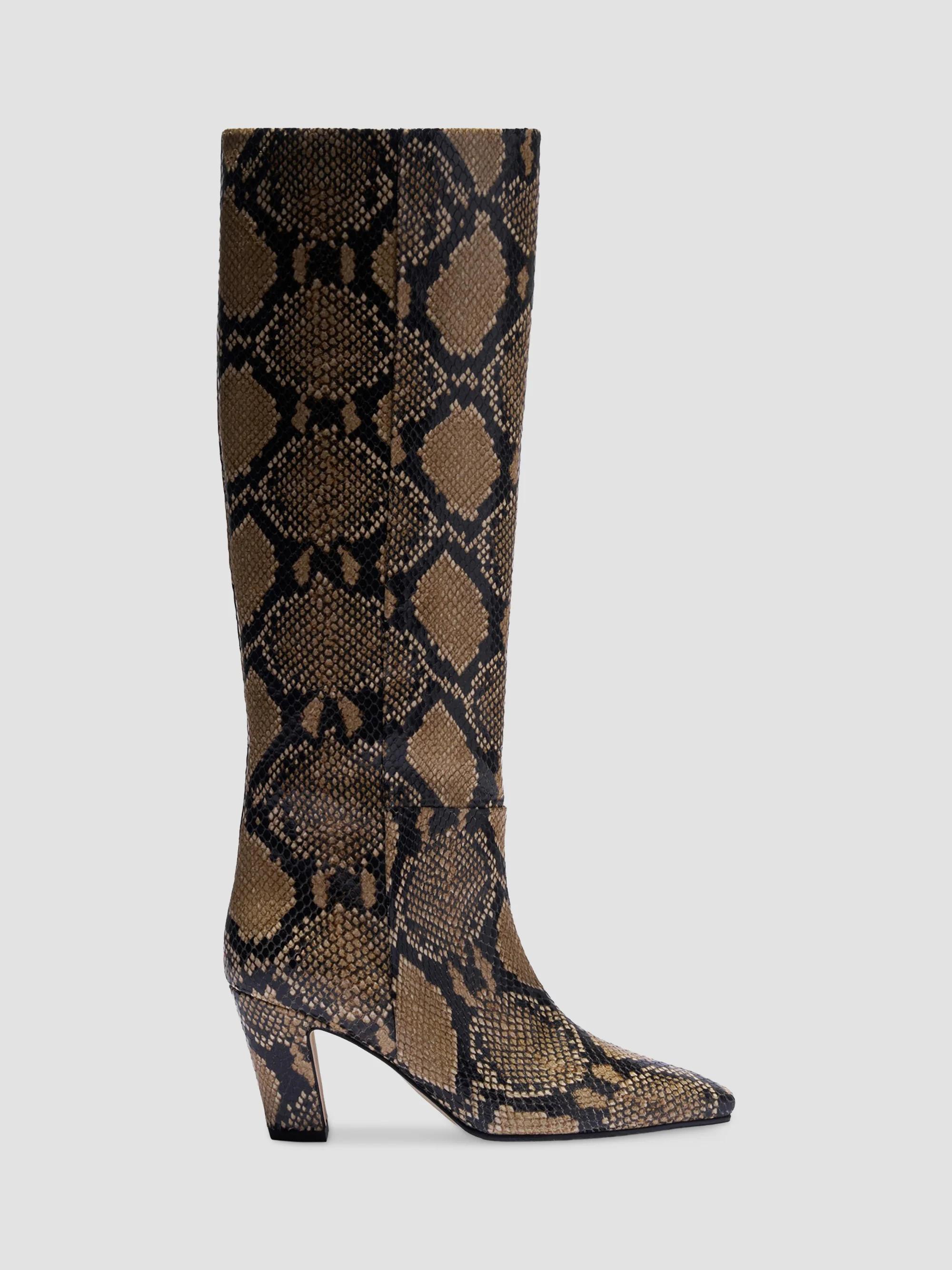 Aeyde Women's Silva 75MM Snakeskin-Print Leather Knee-High Boots - Hazelnut - Size 8