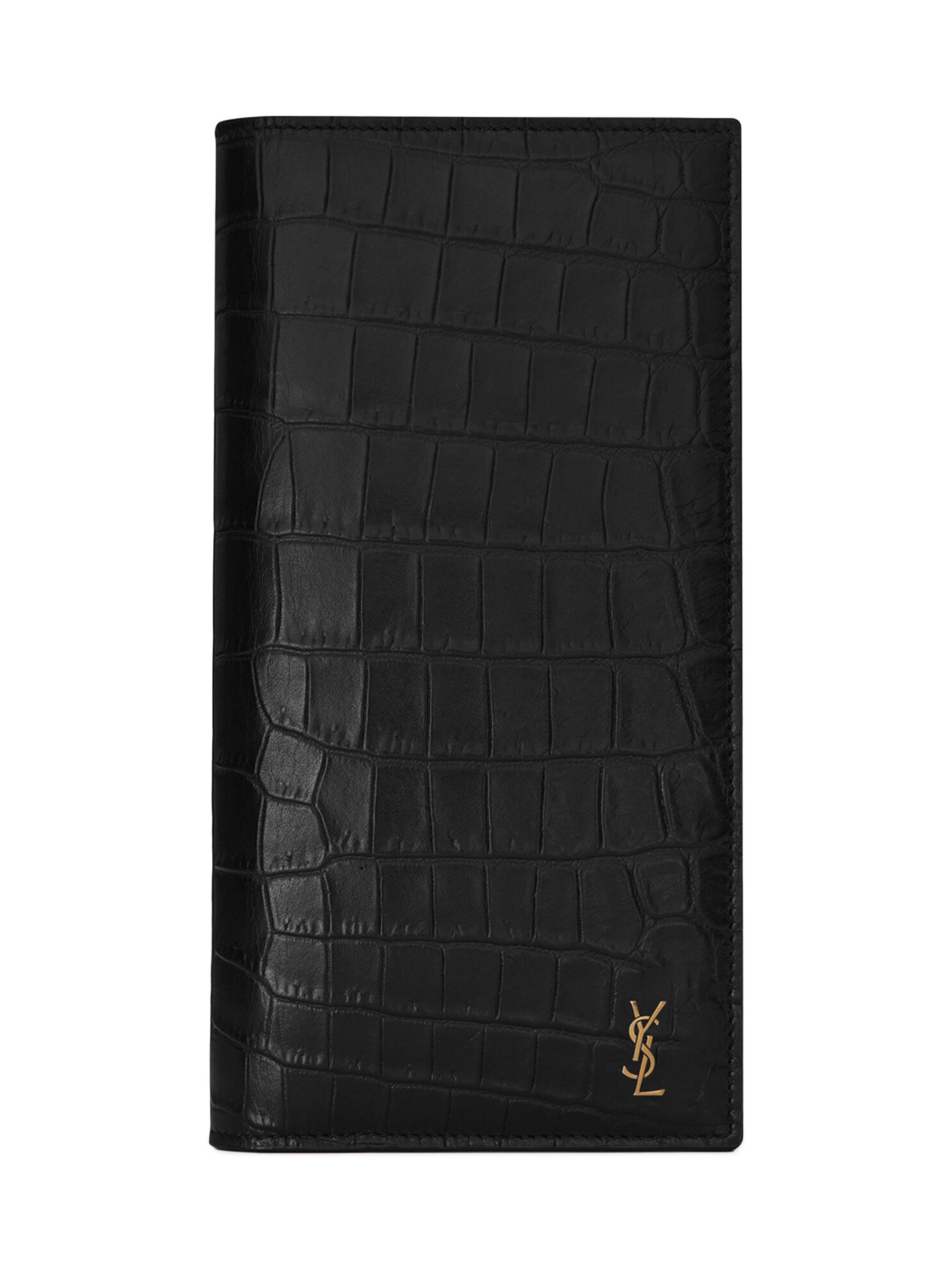 Saint Laurent Men's Tiny Cassandre Wallet in Embossed Matte Leather - Black