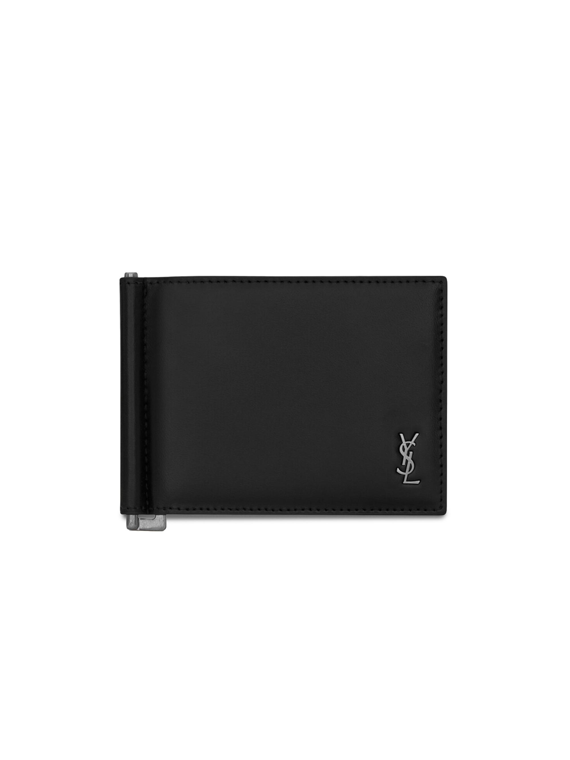 Saint Laurent Men's Tiny Cassandre Bill Clip Wallet in Matte Leather - Black | Thumbnail 5