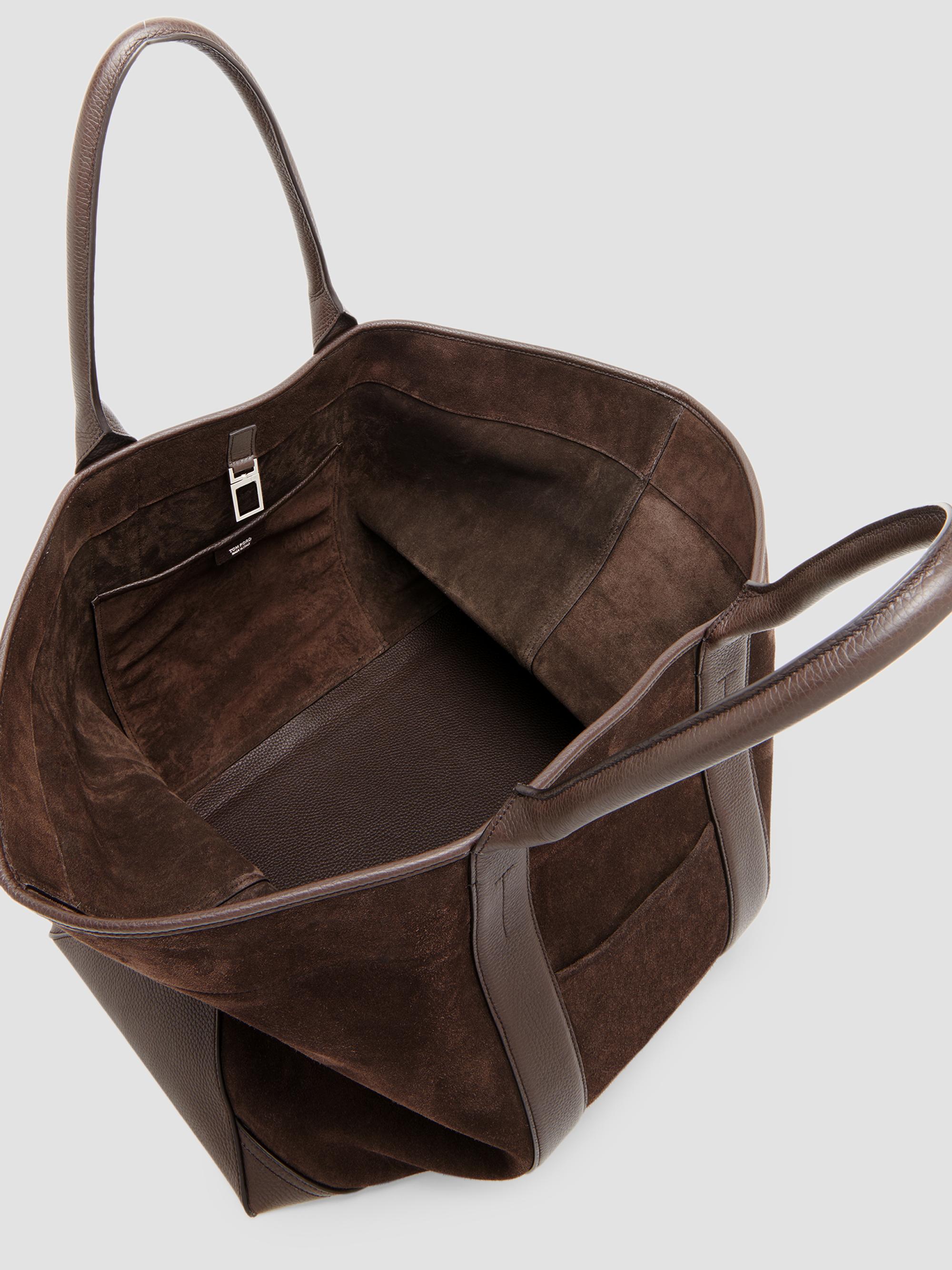 TOM FORD Men's  Suede Tote Bag - Brown | Thumbnail 4