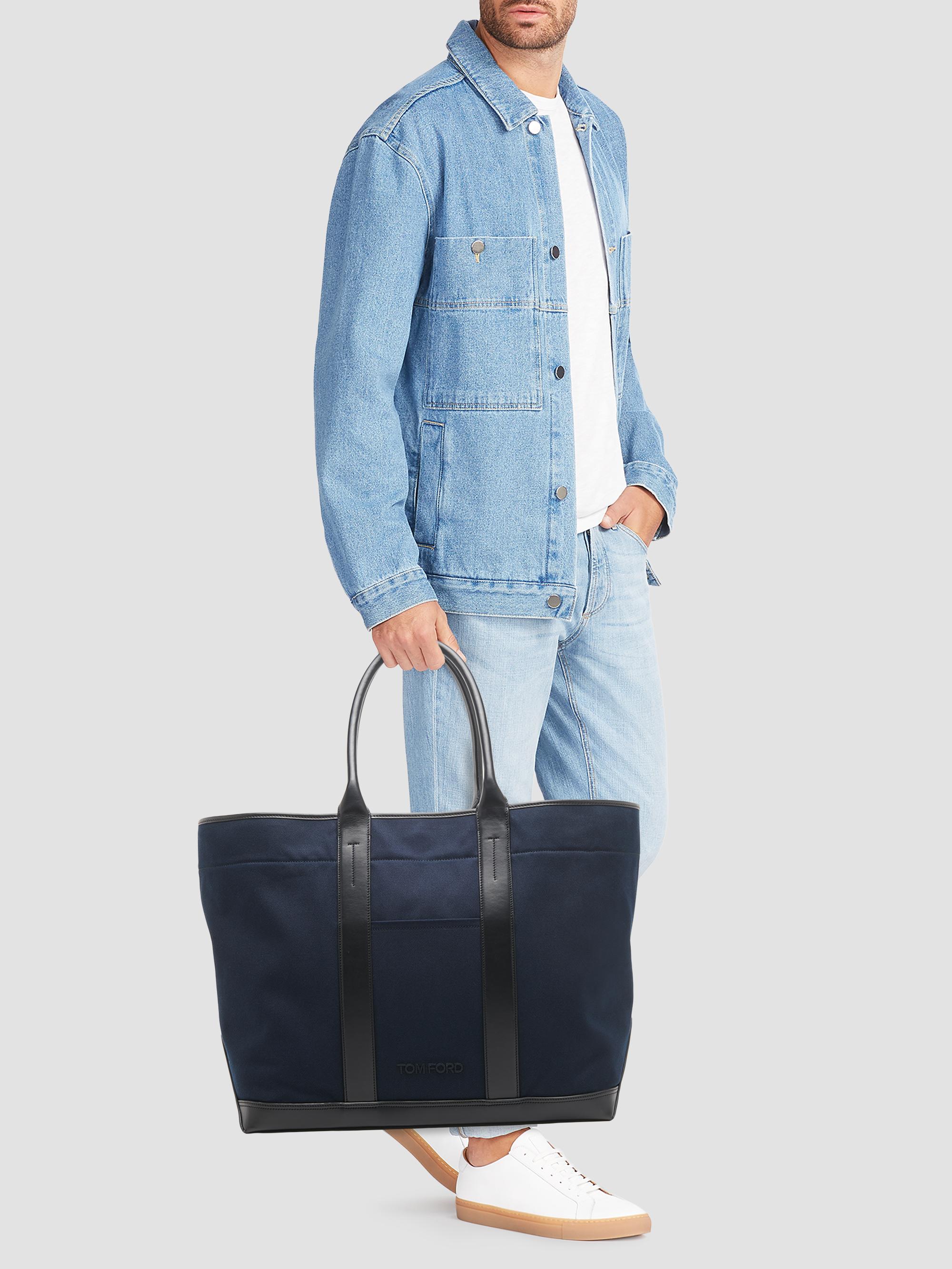 TOM FORD Men's Canvas & Leather  Tote - Navy Black | Thumbnail 2