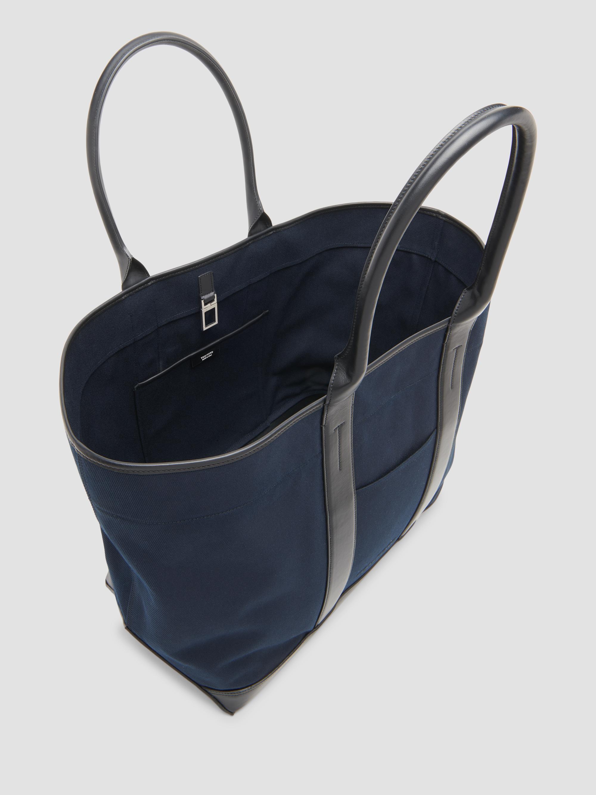 TOM FORD Men's Canvas & Leather  Tote - Navy Black | Thumbnail 3
