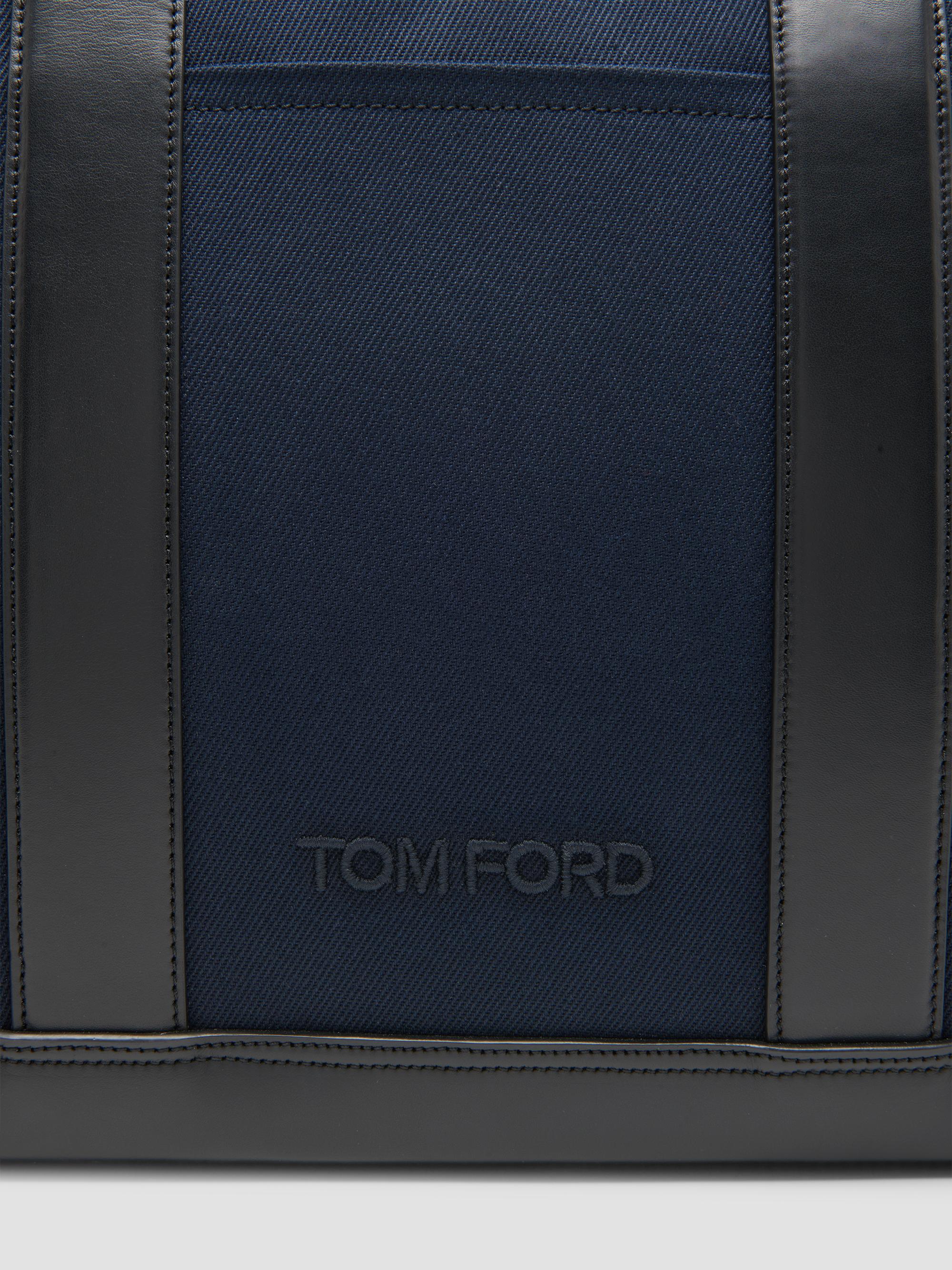 TOM FORD Men's Canvas & Leather  Tote - Navy Black | Thumbnail 5