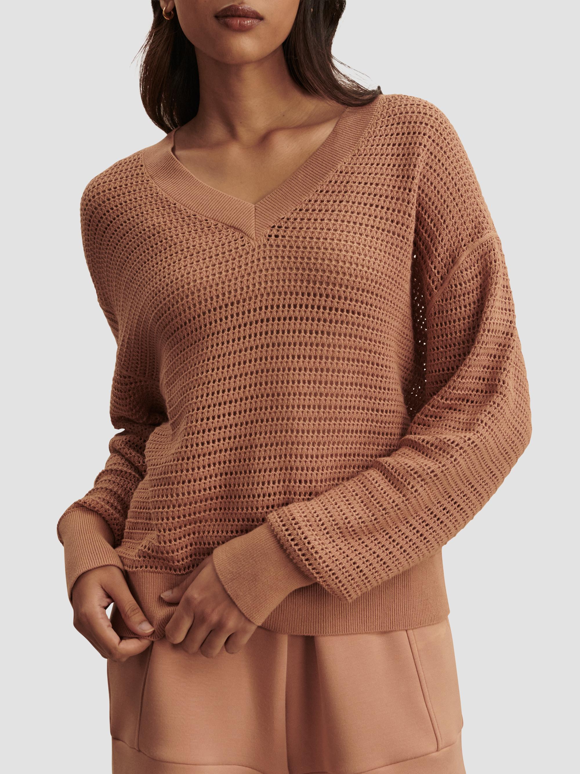 Varley Women's Gaia Open-Knit Cotton Sweater - Camel | Thumbnail 3