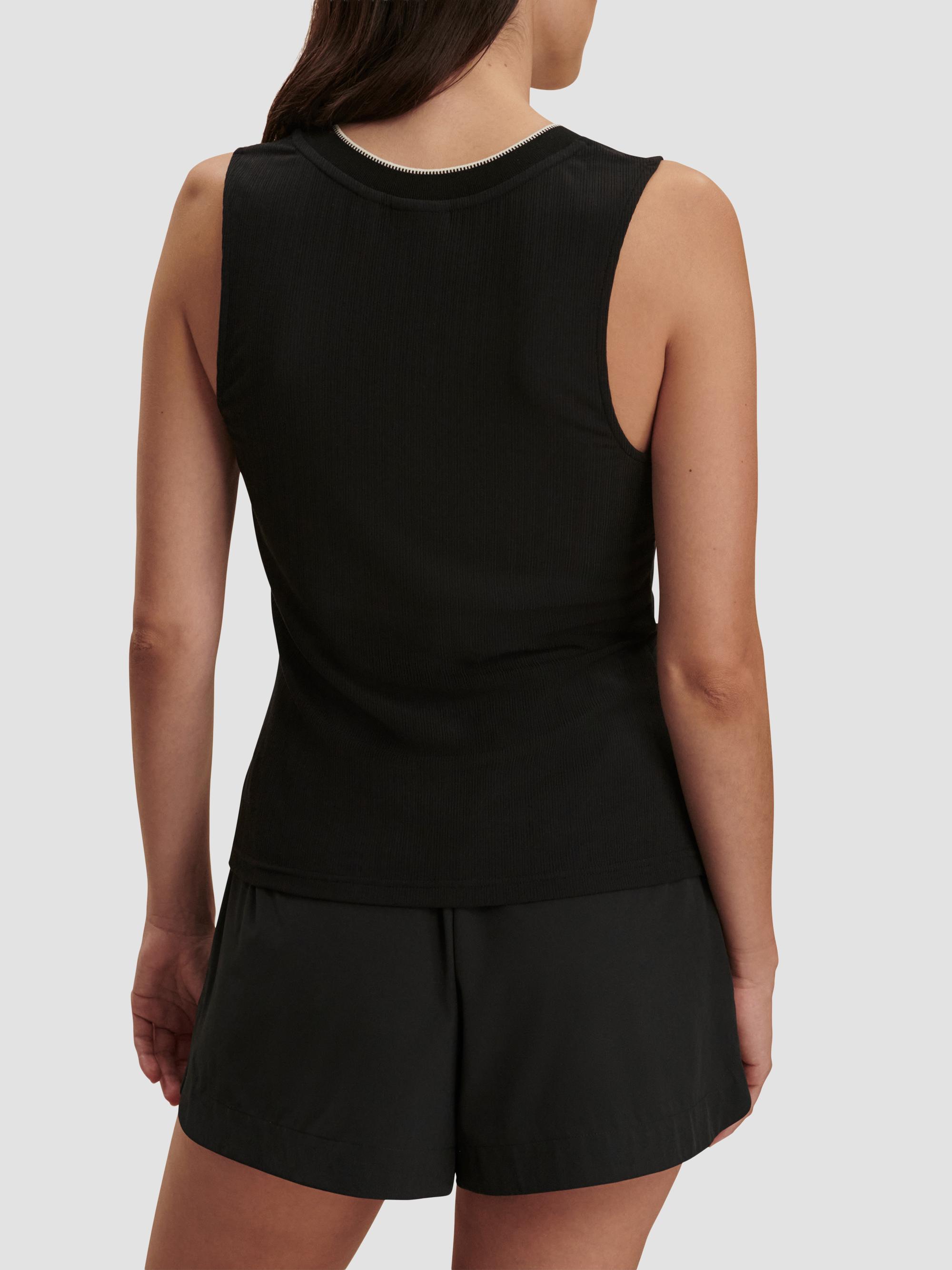 Varley Women's Corby Rib-Knit Plunging V-Neck Tank - Black | Thumbnail 3
