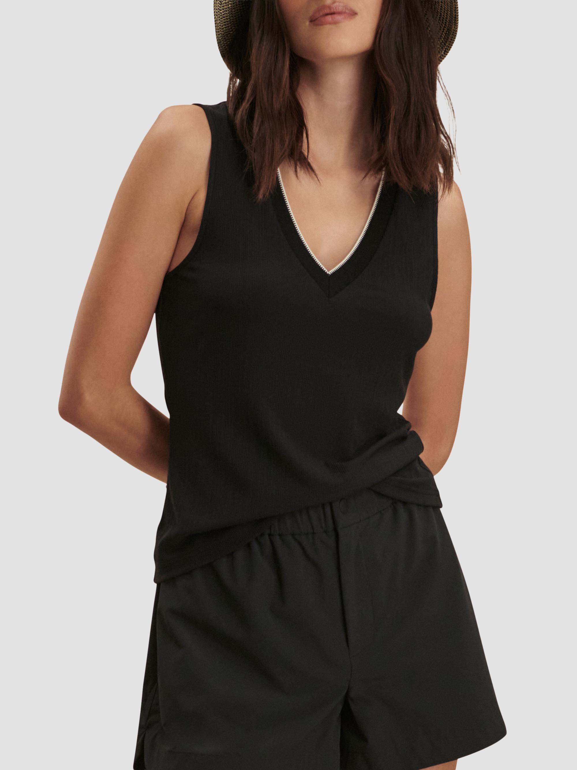 Varley Women's Corby Rib-Knit Plunging V-Neck Tank - Black | Thumbnail 4