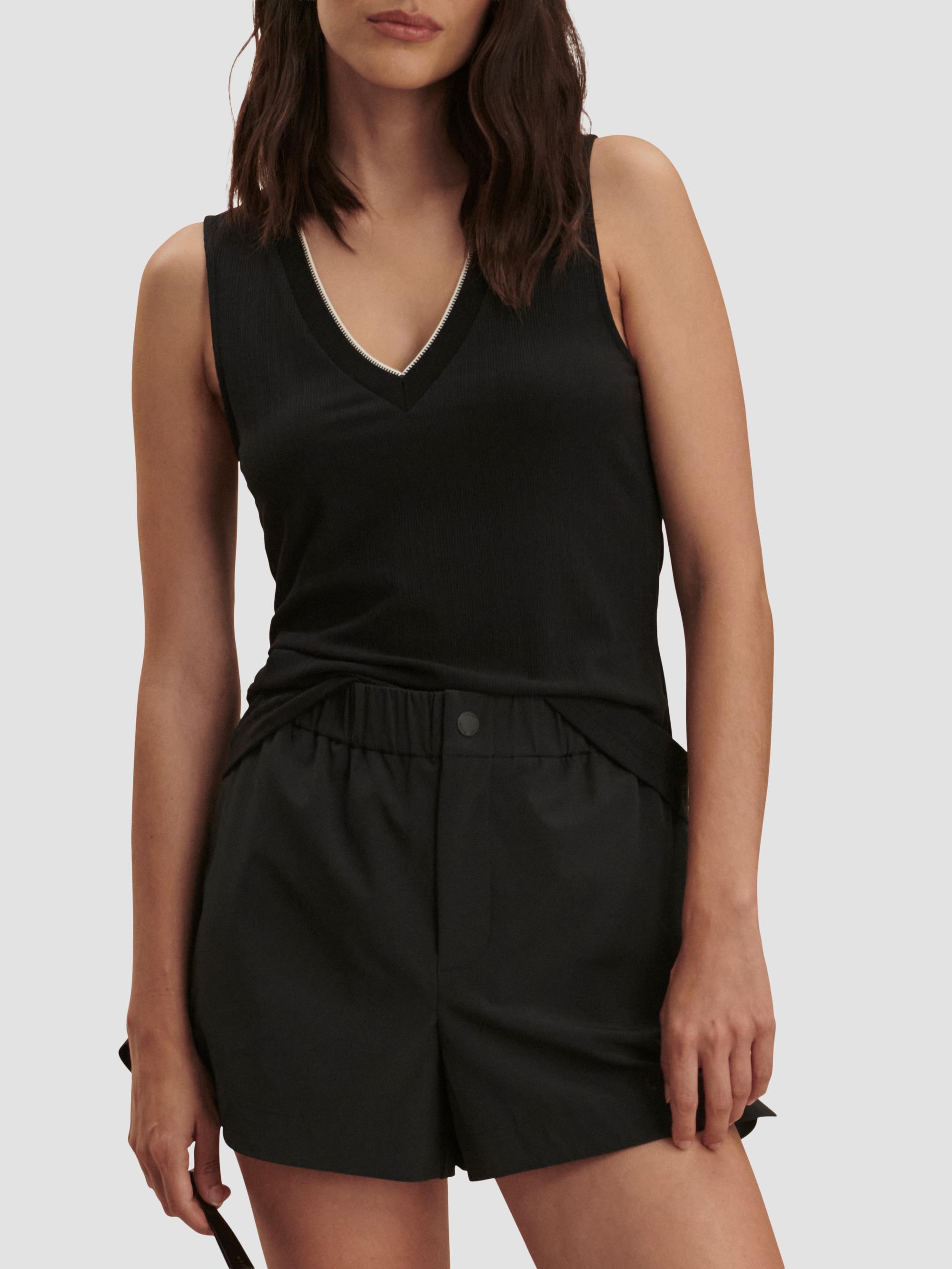 Varley Women's Corby Rib-Knit Plunging V-Neck Tank - Black | Thumbnail 5