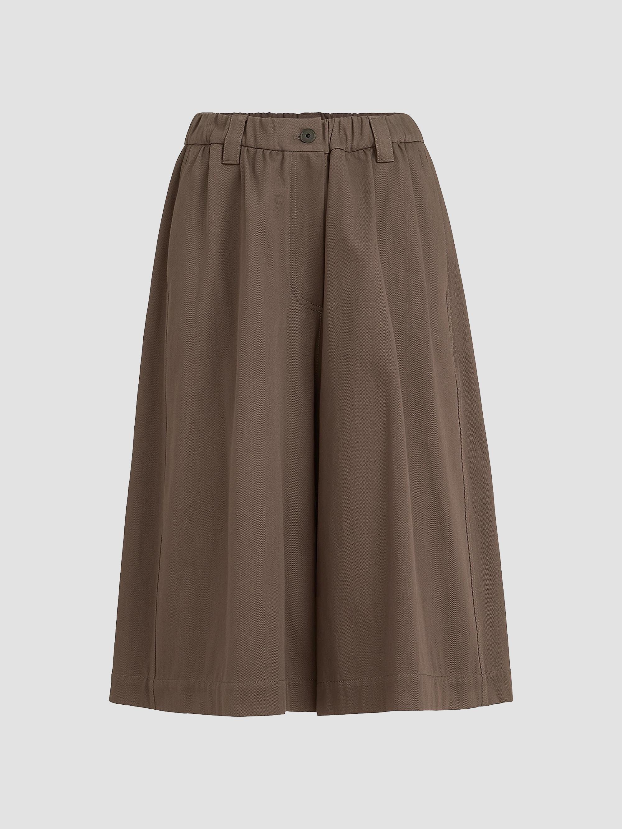 Brunello Cucinelli Women's Couture Cotton Gabardine Long Bermuda Shorts with Monili - Pine Cone Brown | Thumbnail 7